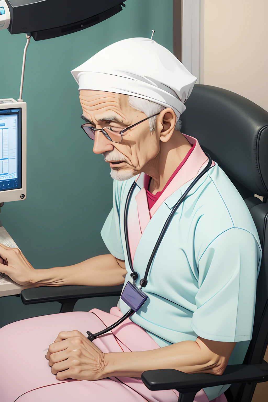 Patient gown Patient Elderly male Operating room Cartoon