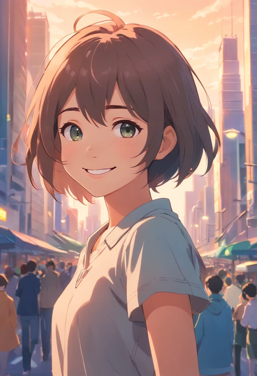 Young smiling girl with short hair