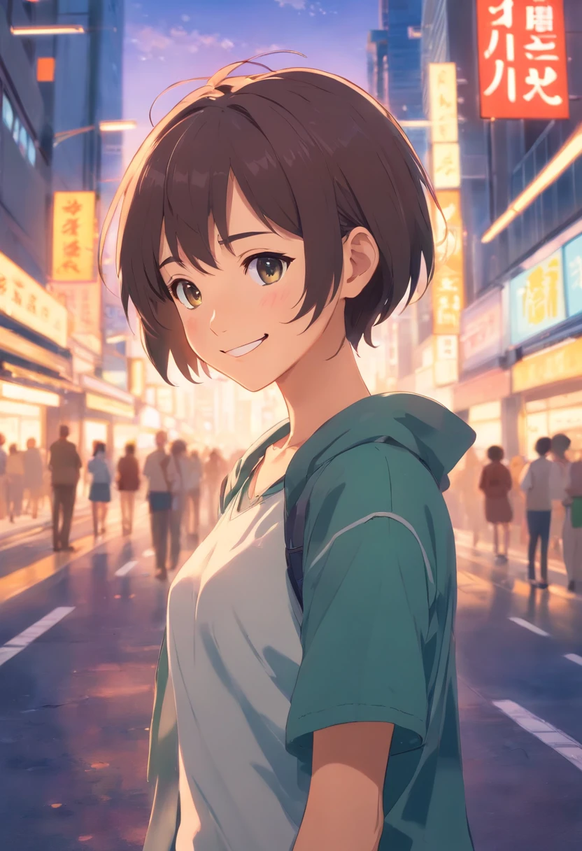 Young smiling girl with short hair