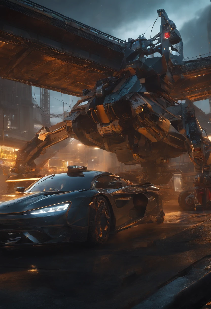 (Masterpiece, Best quality: 1.2), high detail face, Cyberpunk, Style Marvel, Mechanical crane