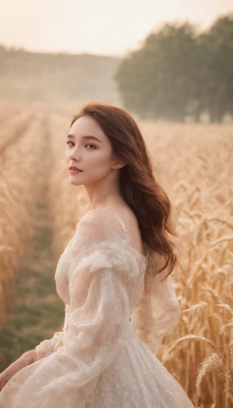 masterpiece、top-quality、Movie stills、1girl in、Cloud Girl、floating in sky、a closeup、发光、Happiness、Warm and soft lighting、Street、(Spark:0.7)、Brown hair、dance、dance
