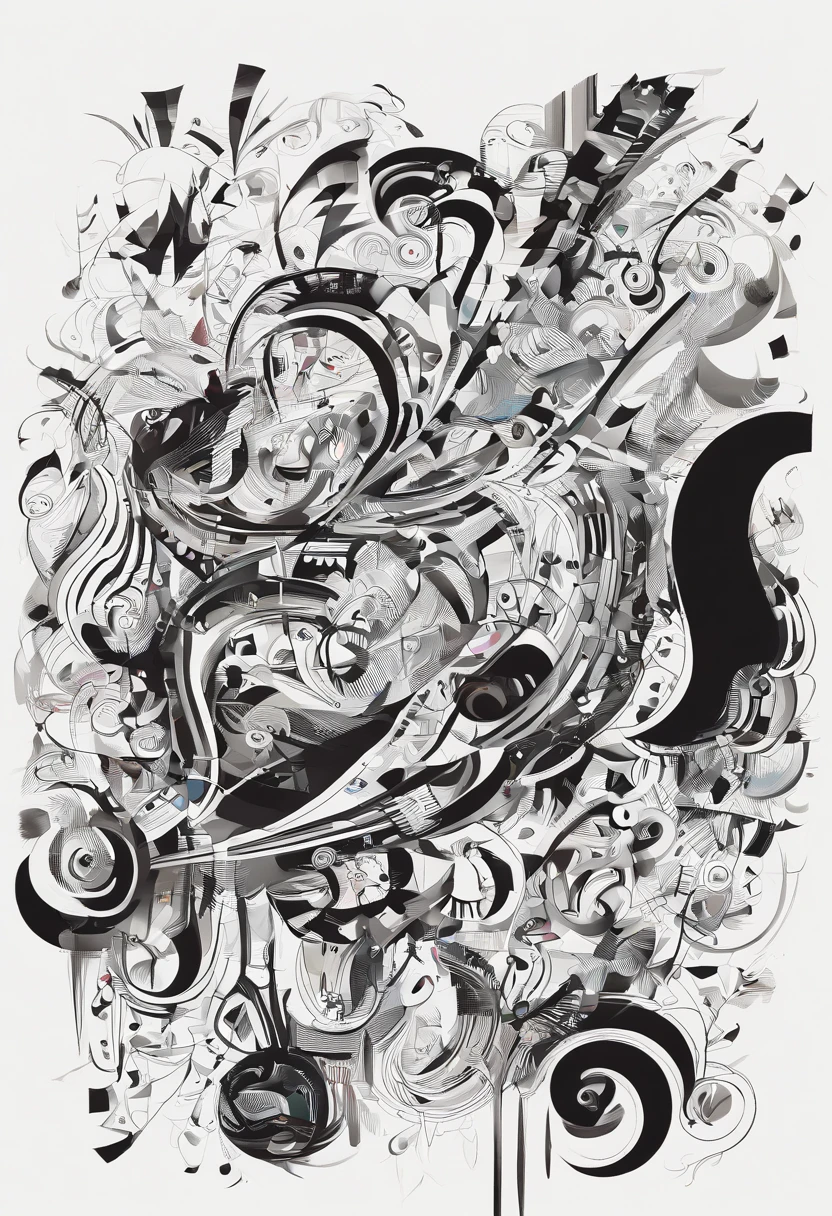 A painting of a tune called Perplexed Rummage,There are no characters,The main color is black and white,There is a feeling that hope is almost found