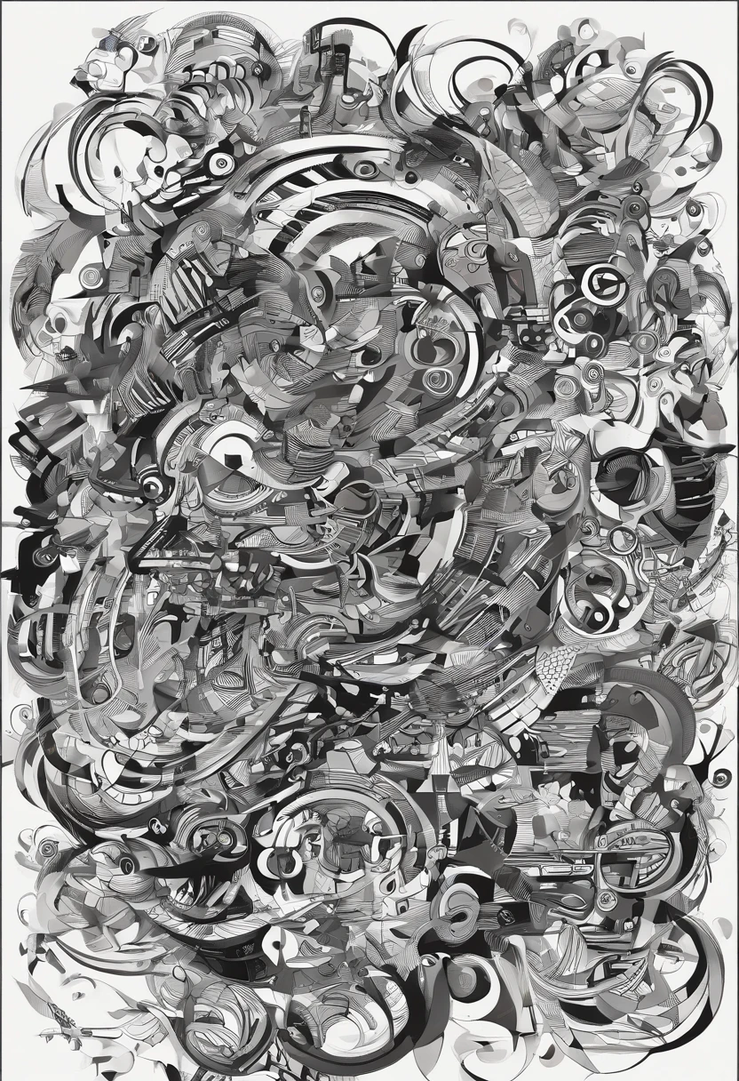 A painting of a tune called Perplexed Rummage,There are no characters,The main color is black and white,There is a feeling that hope is almost found
