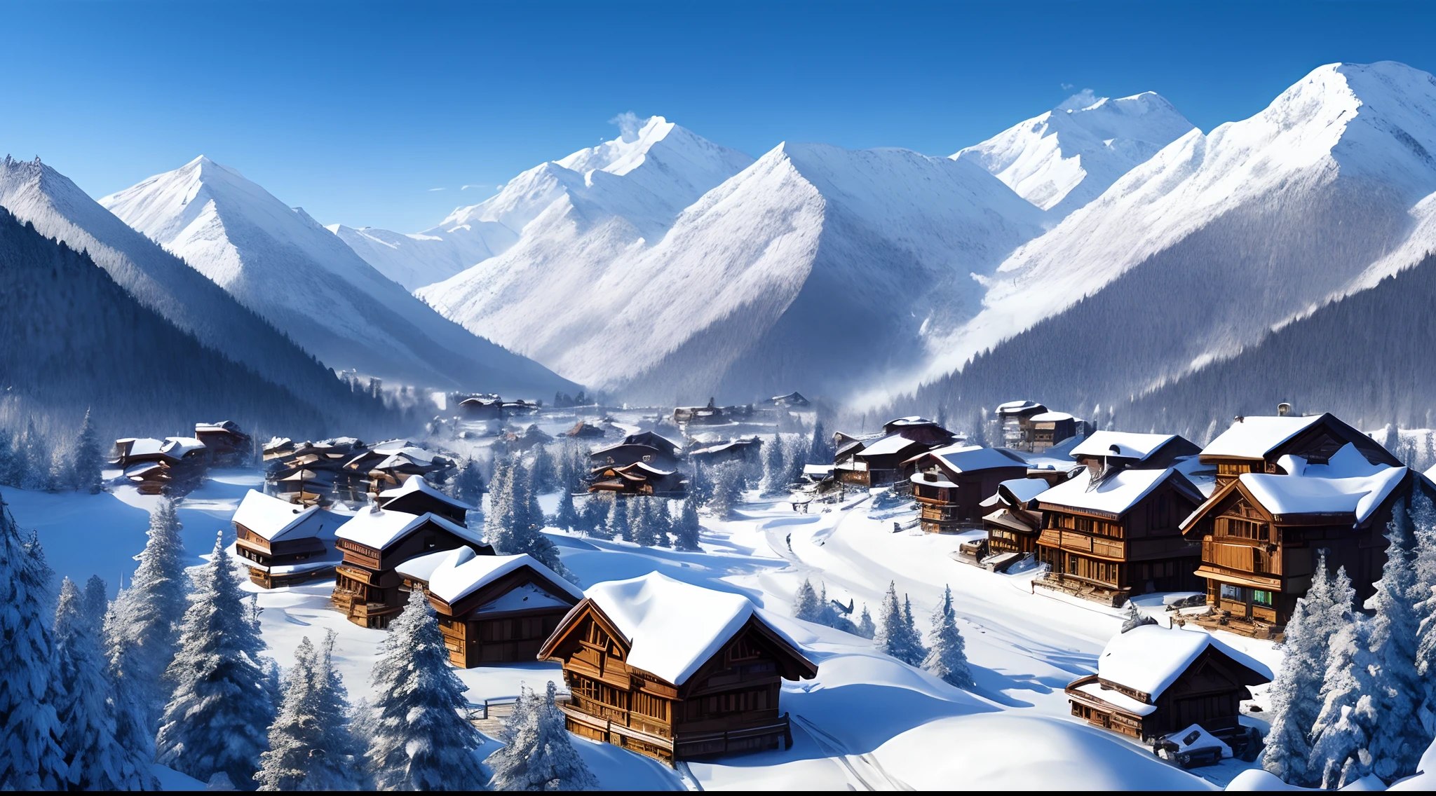 Snow mountain village