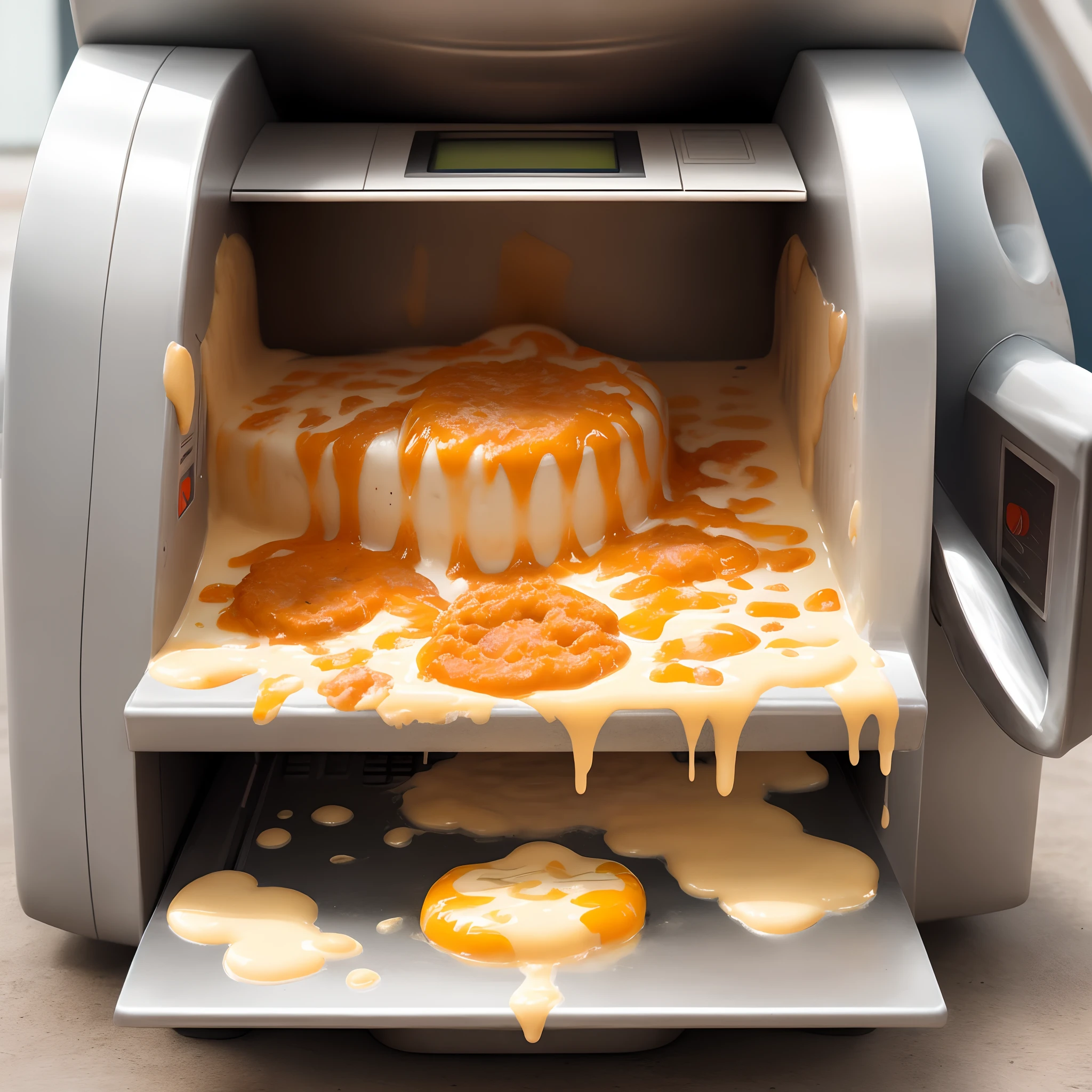 Atm covered in melted cheese