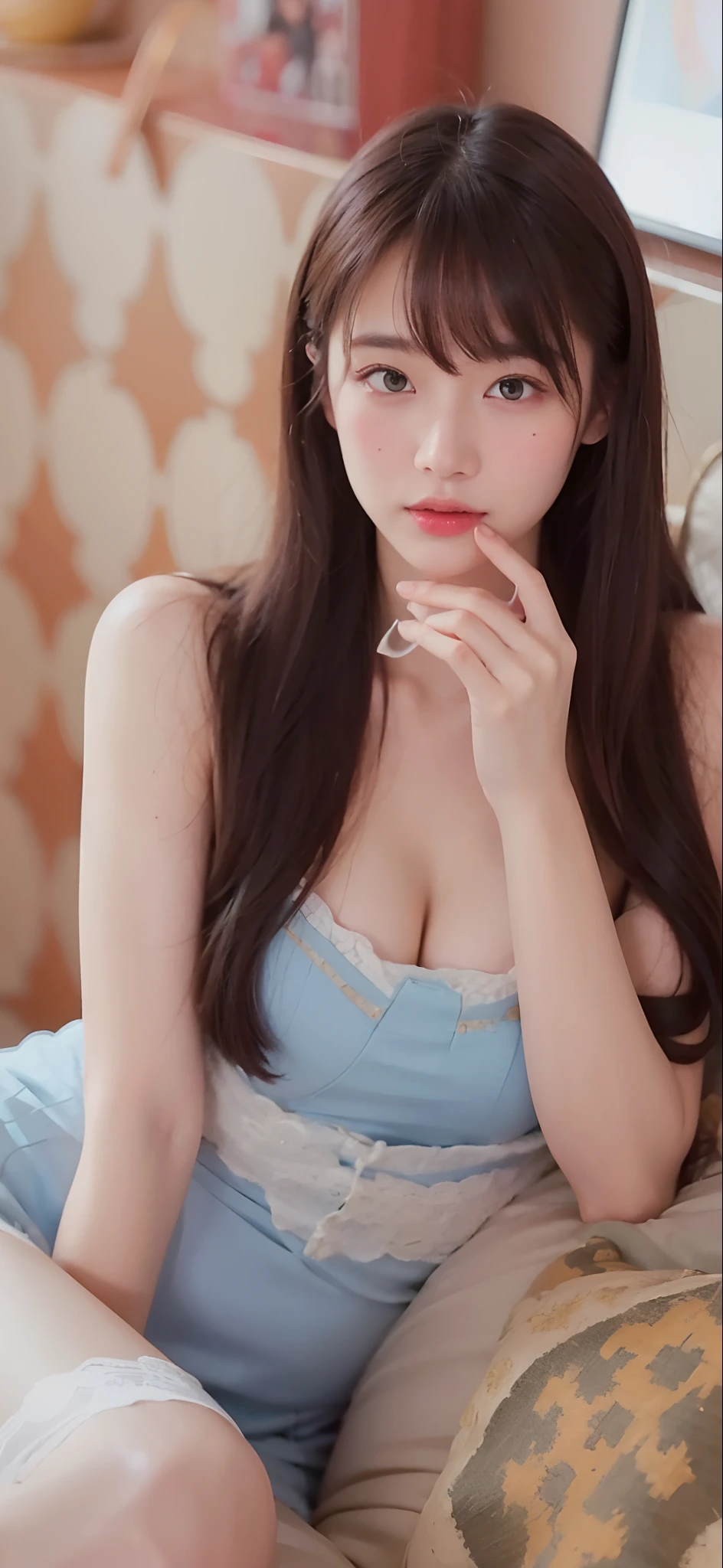 （（One guy，adrian ghenie，jenny saville，edward hopper，dark art by james jean，Takato Yamamoto）），（RAW photos，best qualtiy），（Nostalgia，1980s）），（A girl with a literary touch：1.2），closeup of face，（photorealestic，photograph realistic：1.3），Extremely Delicately Beautiful，Amazing，Fine details， tmasterpiece，Hyper-detailing，A high resolution，Most Best Illustration，Best shadow，复杂，depth of fields，1girll，（long leges：1.4），long whitr hair，messy  hair，（（（（low tune，Dark scene，Dim light）））），plumw，cropped shoulders，Prom Dresses，Advanced coiled hair，（（gentlesoftlighting：1.4））），（paleskin：1.4），（smile shy），（Movie Angle），tack sharp focus，volume fog，8K  UHD，digital SLR camera，high qulity，（filmgrain：1.4），富士XT3，（looking at viewert）