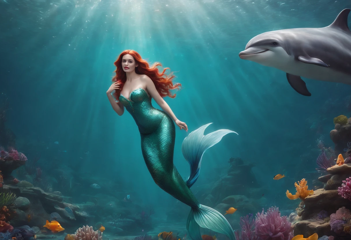 A bad squid singing under the sea with little mermaid --auto