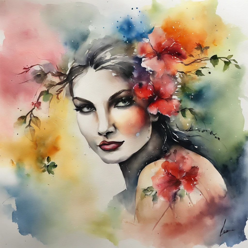 Una pintura de amantes con un fondo de salpicaduras y efecto de pintura en aerosol, Dirigido por: Eugene Zak, Arte de la acuarela, Dirigido por: lotz karoly, Pintura de acuarela, Estilo de pintura de acuarela, Arte detallado de la acuarela, Dirigido por: Ruben Tam, Acuarela digital, acuarela , Acuarela magistralmente detallada, Arte de la acuarela, Grzegorz Rutkowski