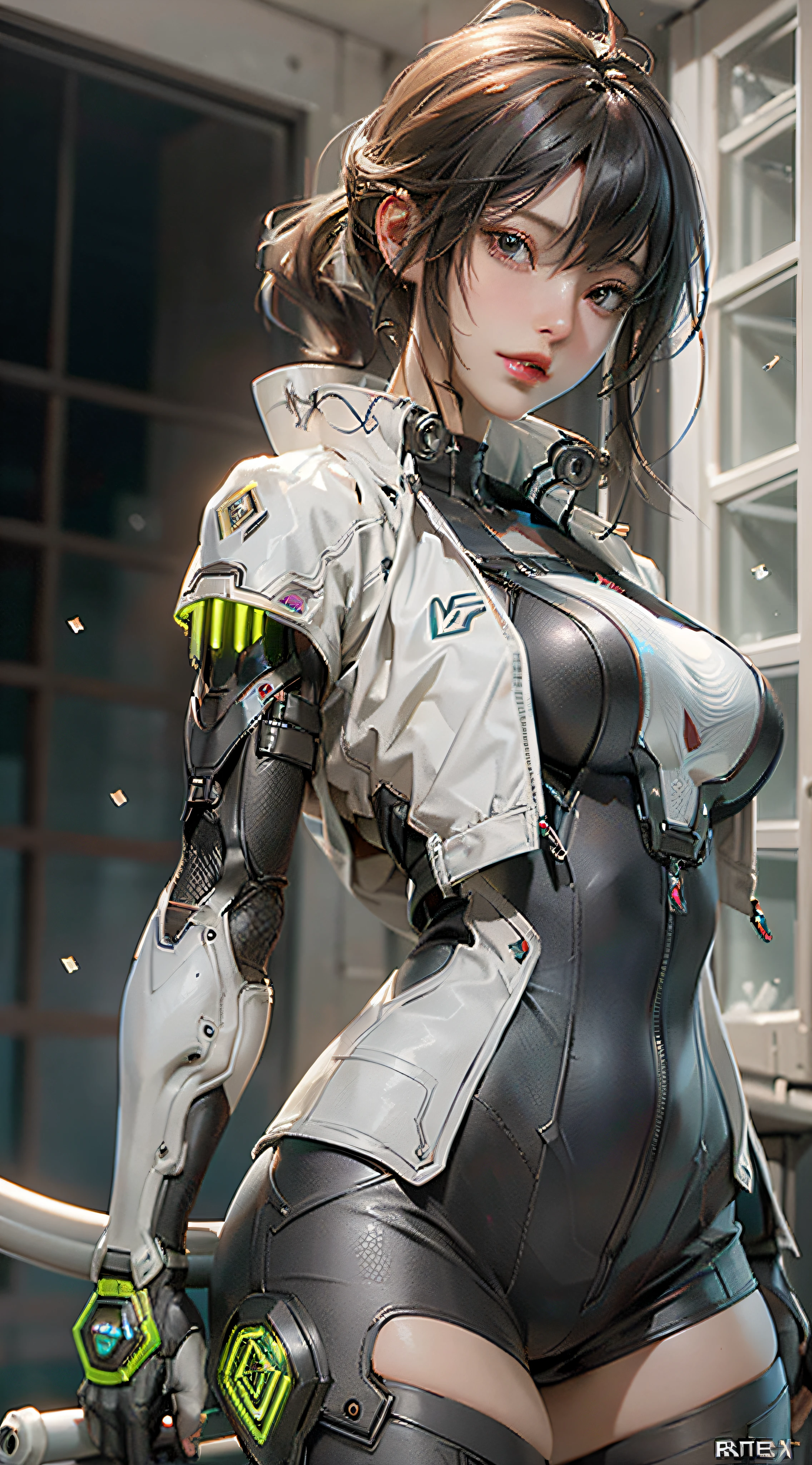 ((Best quality)), ((masterpiece)), (detailed:1.4), 3D, an image of a beautiful cyberpunk female,HDR (High Dynamic Range),Ray Tracing,NVIDIA RTX,Super-Resolution,Unreal 5,Subsurface scattering,PBR Texturing,Post-processing,Anisotropic Filtering,Depth-of-field,Maximum clarity and sharpness,Multi-layered textures,Albedo and Specular maps,Surface shading,Accurate simulation of light-material interaction,Perfect proportions,Octane Render,Two-tone lighting,Wide aperture,Low ISO,White balance,Rule of thirds,8K RAW,