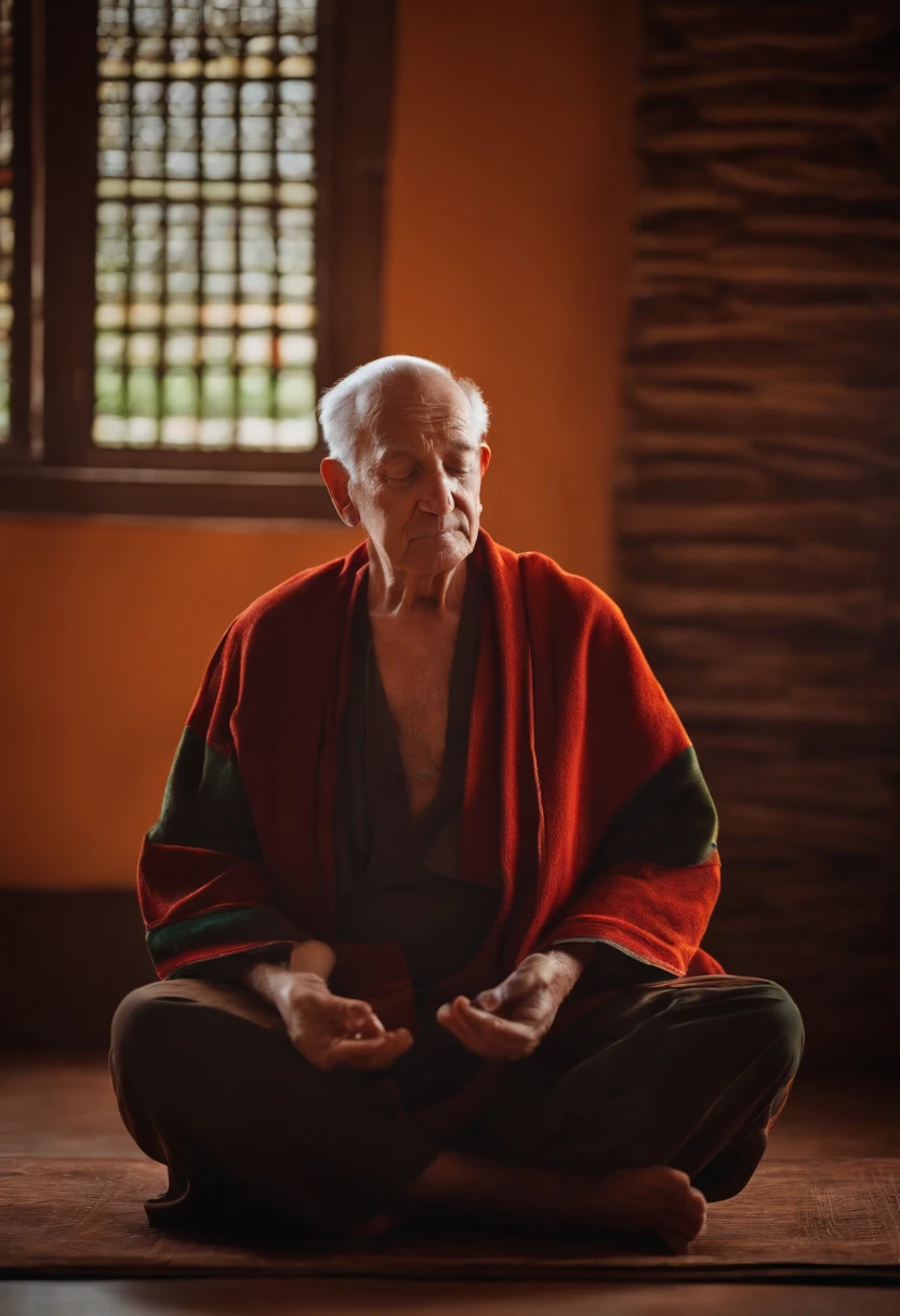 elderly man meditating