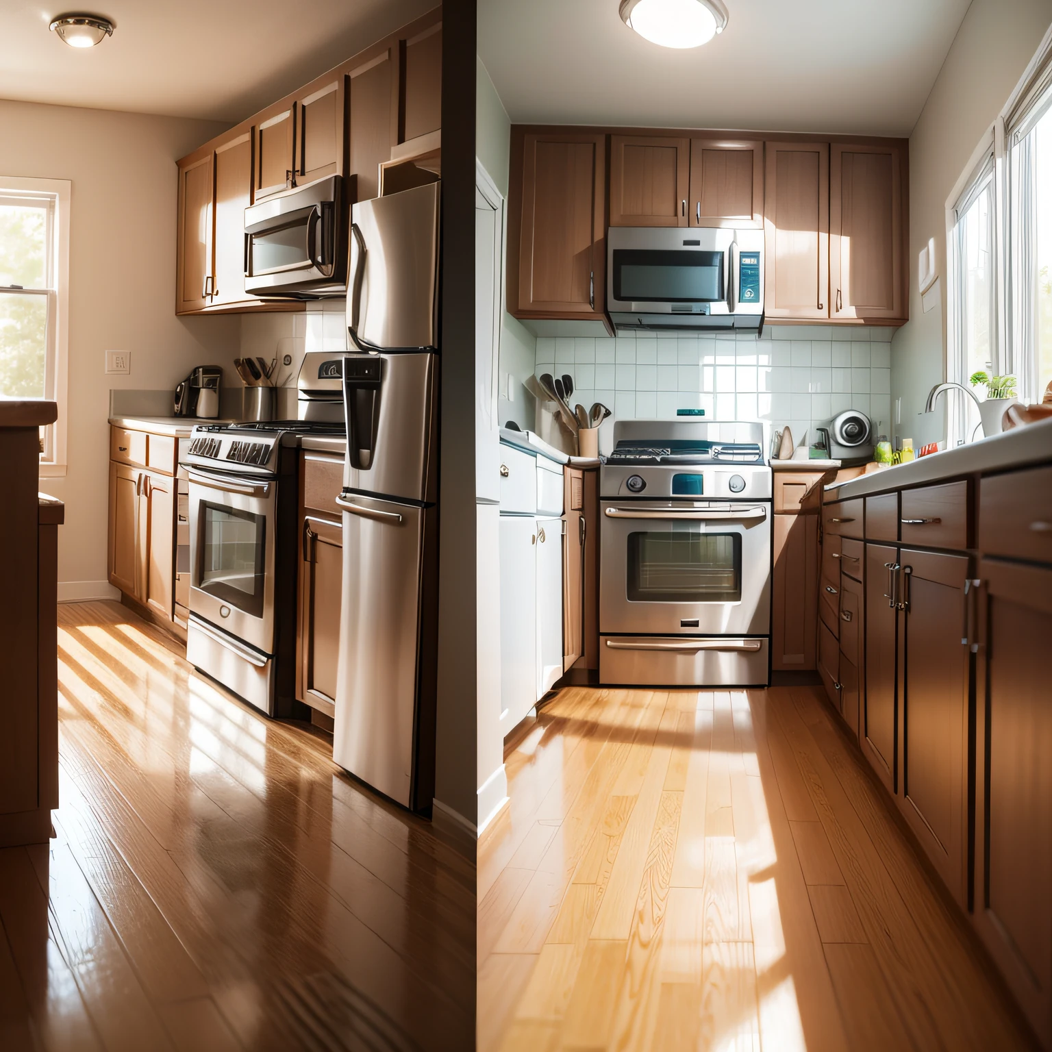 before and after clean kitchen with AFTER CLEANING
