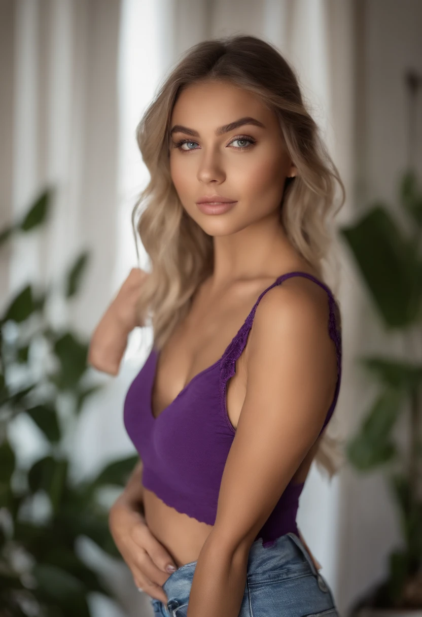 Arafed woman with matching tank top and panties, fille sexy aux yeux vert, beautiful blonde woman, green eyes, A very pretty 19 year old girl, Top model,, NSFW (en anglais seulement), selfie of a young woman, Yeux de chambre, Violet Myers, sans maquillage, maquillage naturel, looking straight at camera, Visage avec Artgram, Maquillage subtil, Superbe photo du corps entier, clivage, at the beach