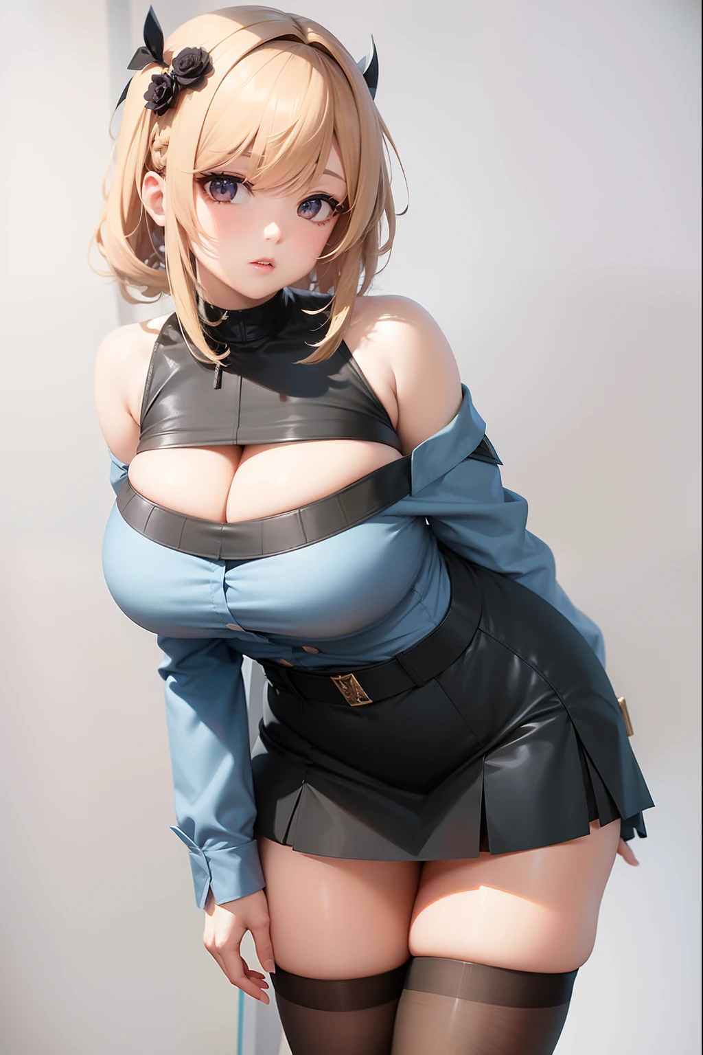 Anime - Imagen de estilo de una mujer con falda corta y top, seductora chica de anime, en vestido, Thicc, Chica anime con un vestido negro, Pechos cubiertos y SFW, pechos grandes!, small curvy loliractiva chica de anime, Mejor valorado en Pixiv, De Girls Frontline, Anime CG arte suave, Lindo anime waifu en un bonito vestido