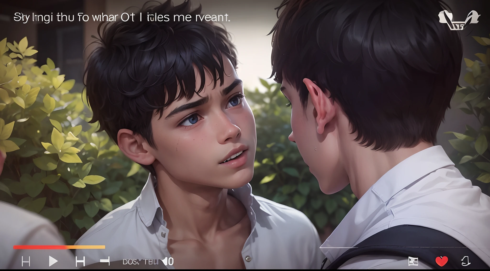 Two boys at school facing each other look at each other with hatred discuss that you are