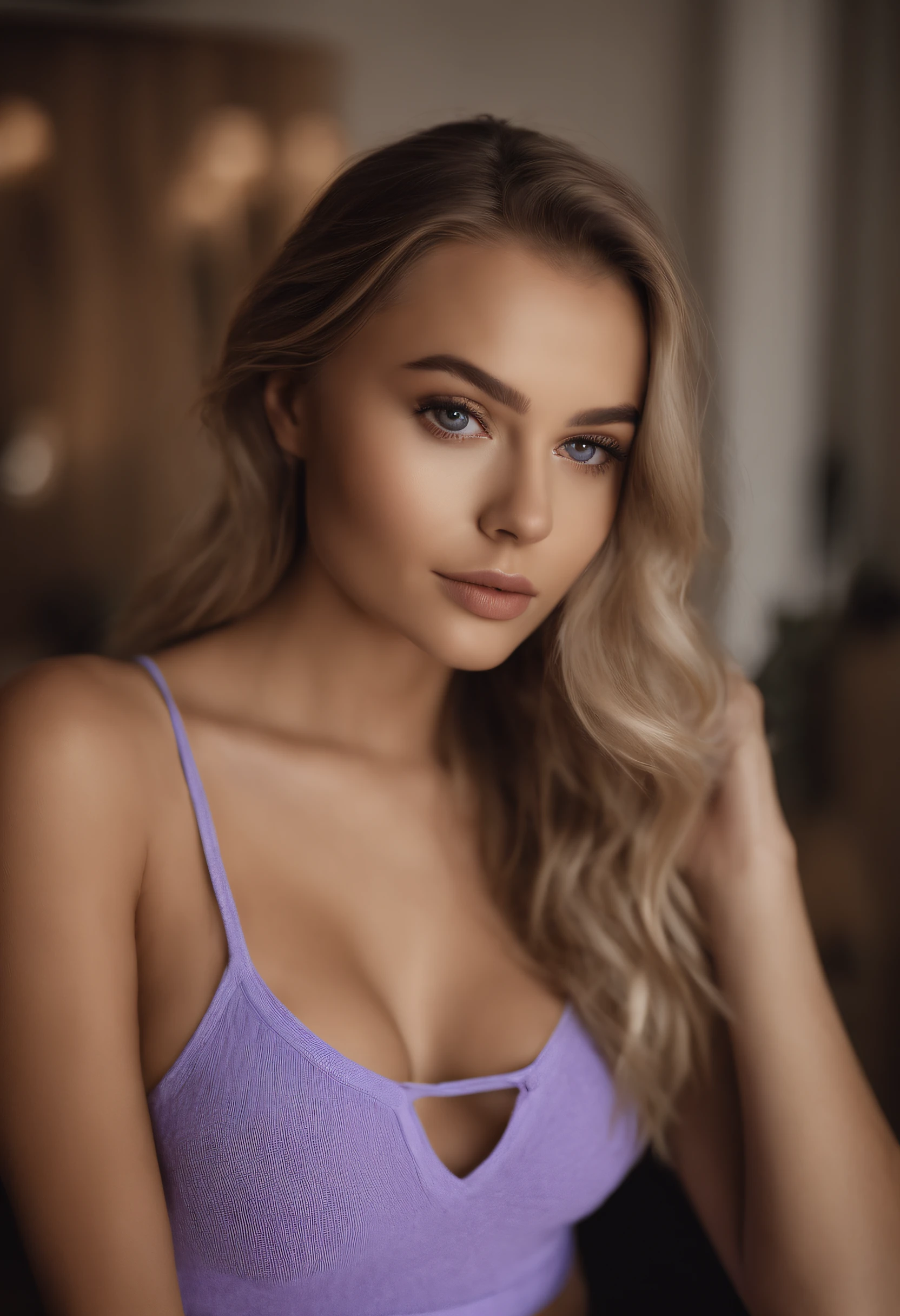 woman with matching tank top and panties, fille sexy aux yeux bleus, Portrait Sophie Mudd, Portrait de Corinna Kopf, cheveux blonds et grands yeux, selfie of a young woman, Les yeux dans la chambre, Violet Myers, ohne Maquillage, maquillage naturel, Look directly into the camera, Visage avec Artgram, dezentes Maquillage, Superbe photo du corps entier, dans la chambre, Fission, ultra high res. Photorealistic:.1.4,uhd