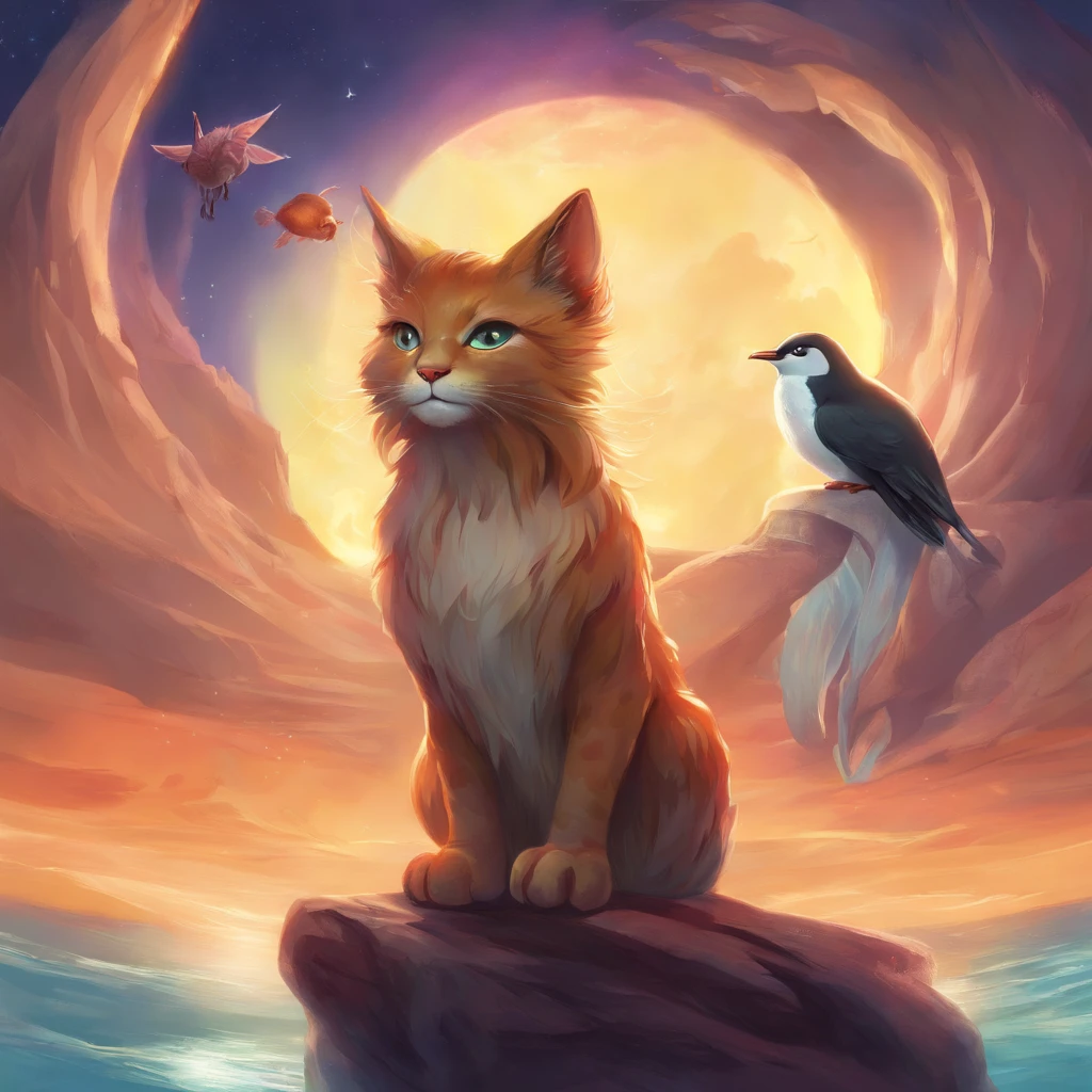 Masterpiece, high quality, anime, realistic, semirealism, Sexy anthropomorphic cat chimera with turtle shell and penguin feet