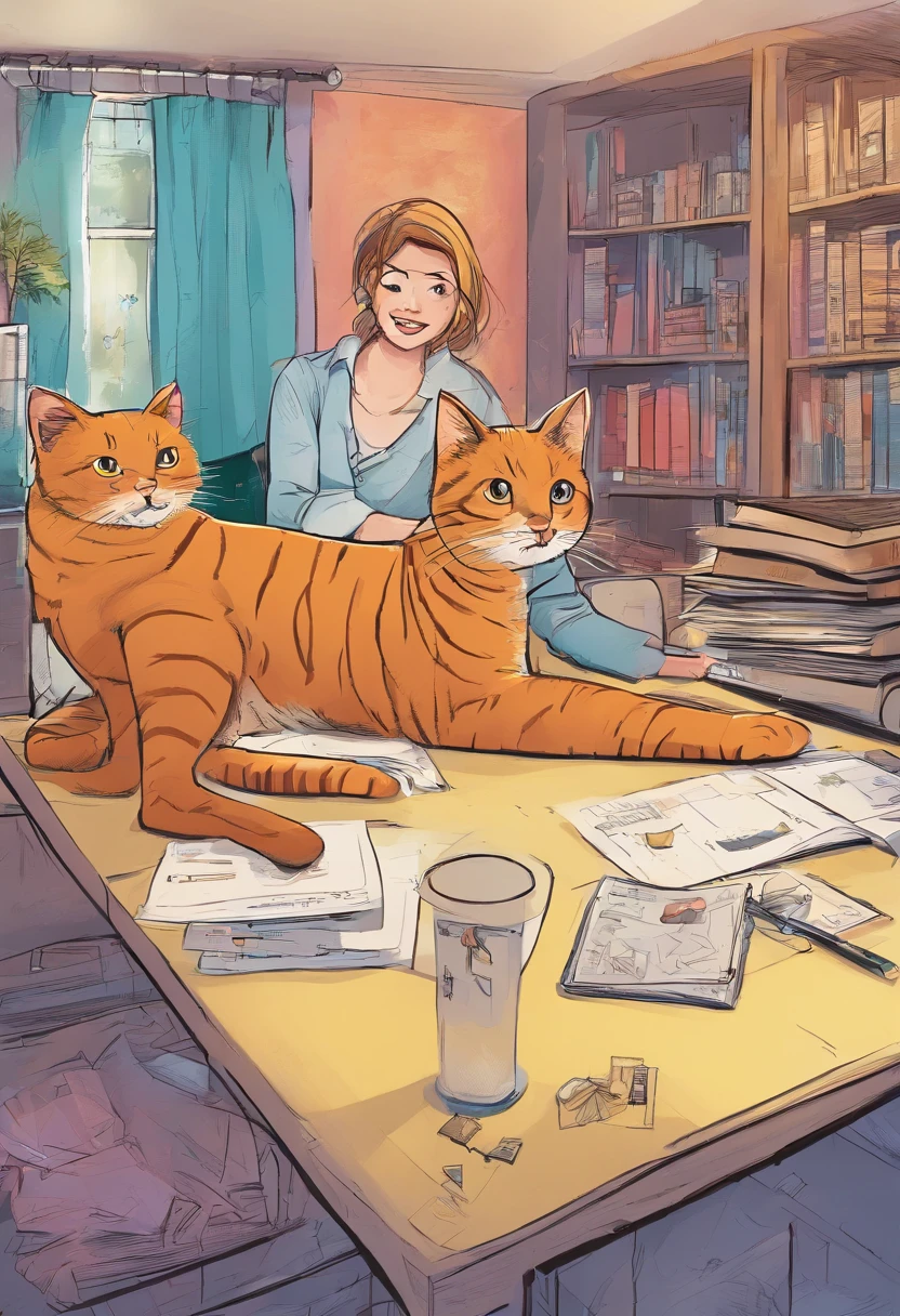 Image for the thumbnail of a blog post with the title "4 steps to ensure quality in your finite element models". American comics, the comic story is presented in multiple irregular panels with color. The American Shorthair cat goes through hardships while running away from home and then reunites with its owner. The style is exaggerated and detailed