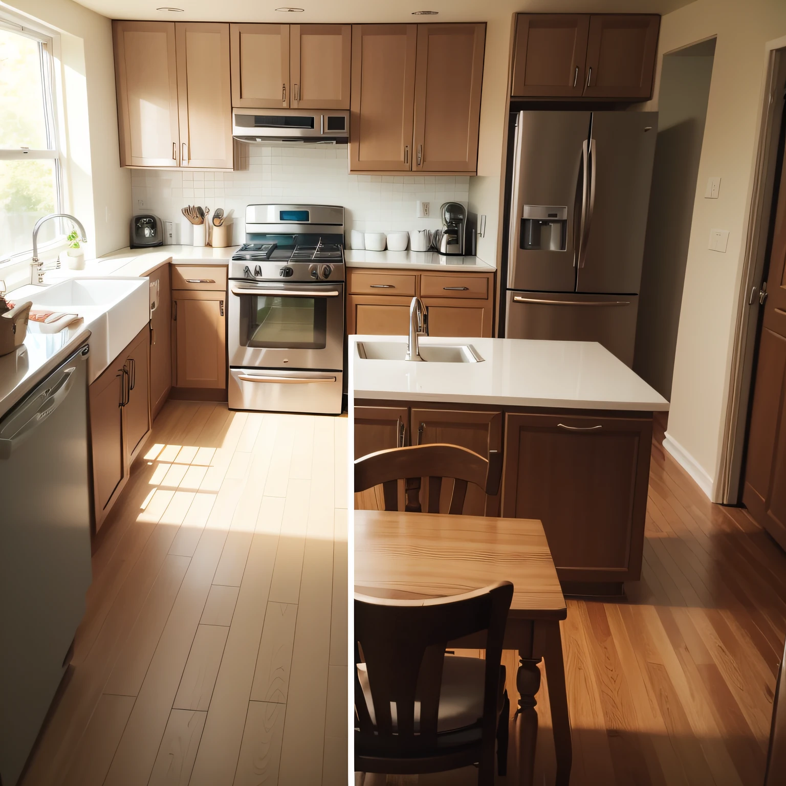before and after clean kitchen with CABINET CARE