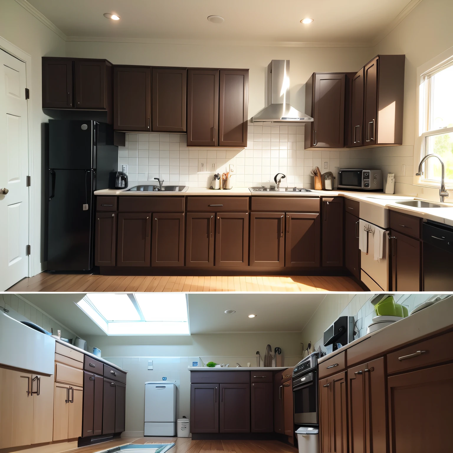 before and after clean kitchen with kitchen transformation