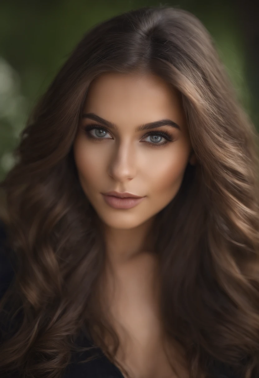 Arafed woman completely , fille sexy aux yeux bruns, dressed, ultra realist, Meticulously detailed, Portrait Sophie Mudd, cheveux bruns et grands yeux, Selfie d'une jeune femme, Violet Myers, sans maquillage, maquillage naturel, looking straight at camera, Visage avec Artgram, Maquillage subtil, Medium to large bust