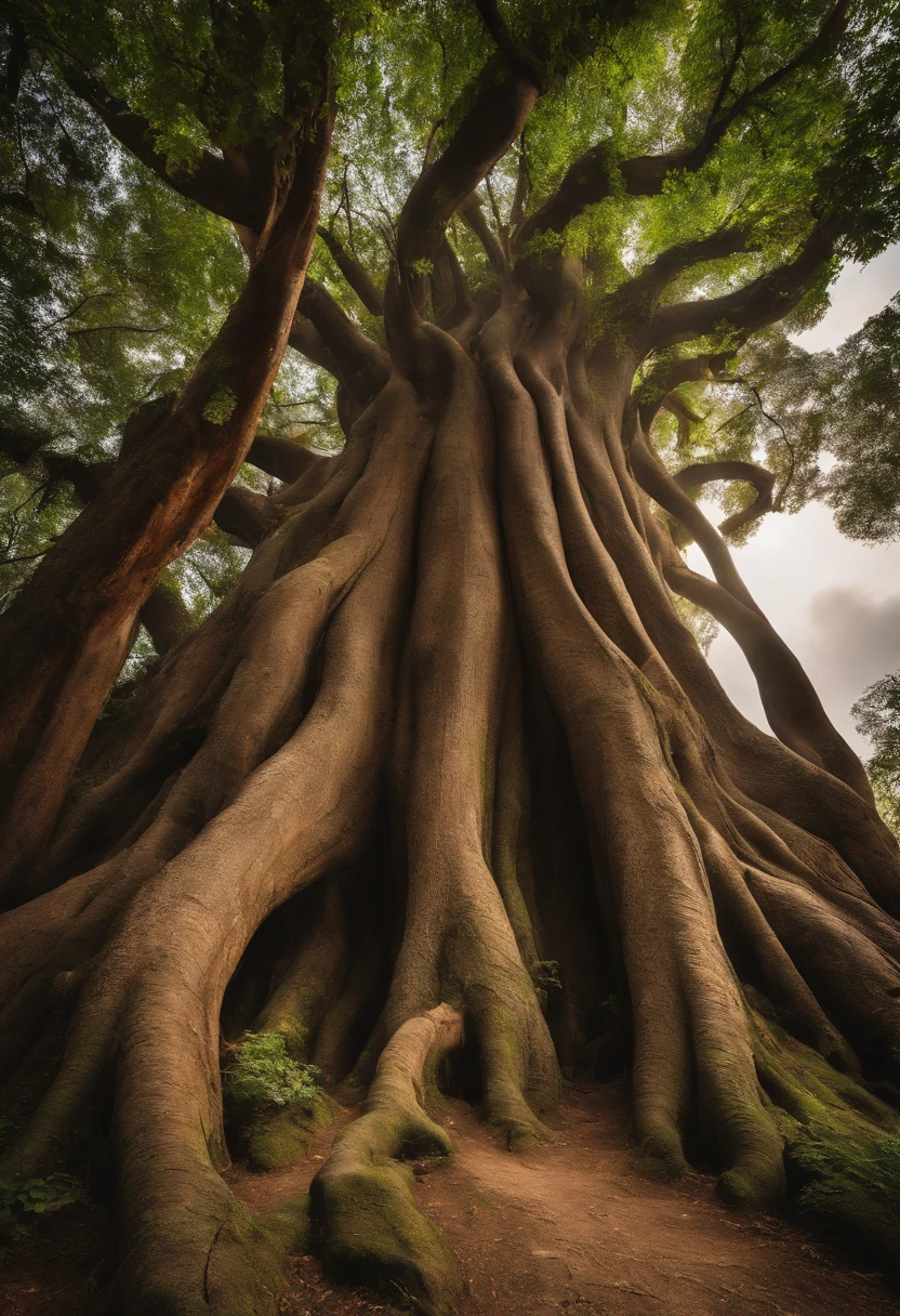 Huge tree trunk，The shape is very similar to Fujiman，very long，Throughout the city，The city was built on vine man，Fujiman twisted，The texture is clear