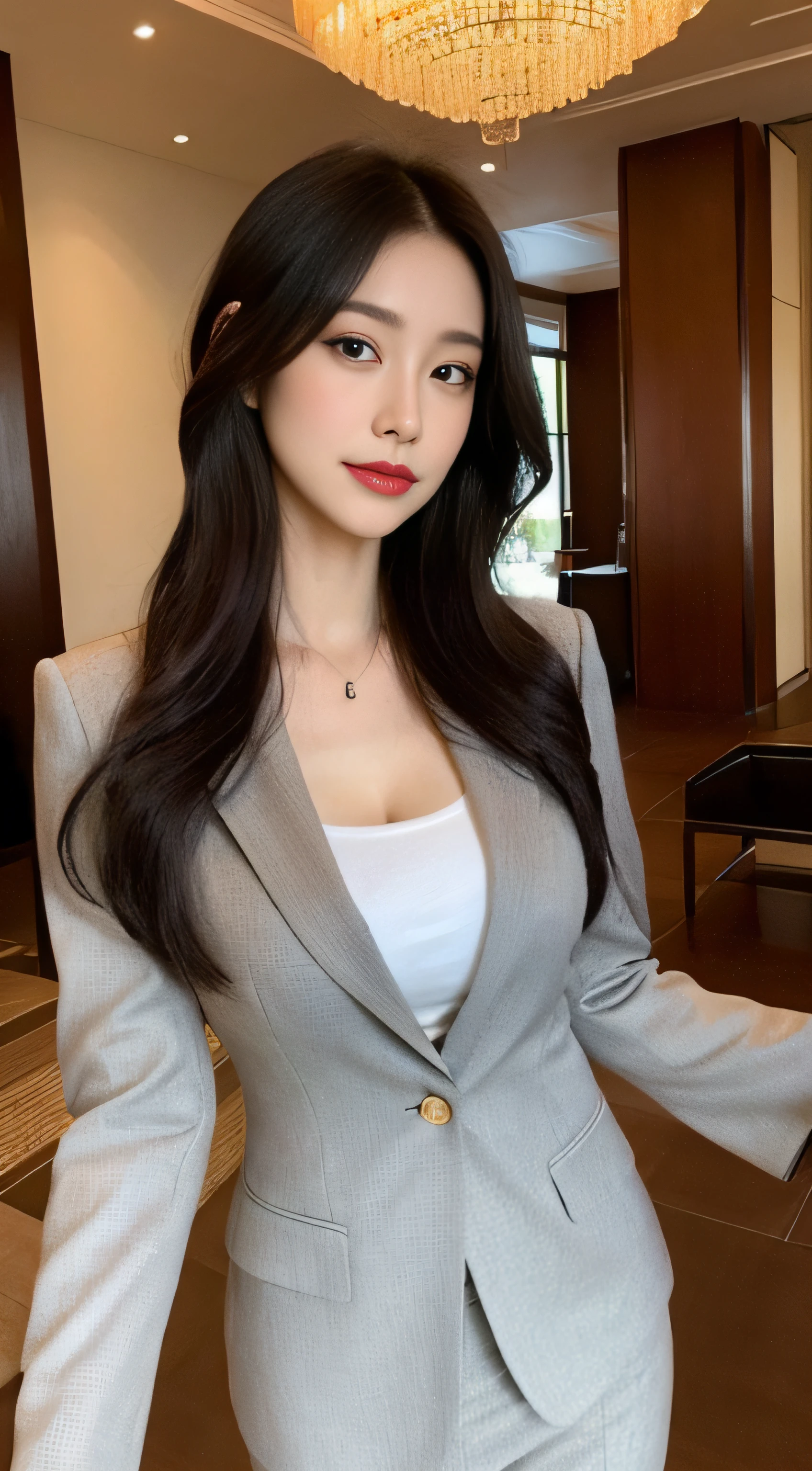 ((realisticity: 1.2)), ((realistic: 8k UHD)), ((highest resolution: 8k UHD)), very detailed, highest quality,masterpiece,High resolution,CG, ((1 girl very detailed and hyper realistic)),((((Super healthy bright skin:1.10)))),(Beautiful Japanese Secretary:1.10),(brown hair,long straight hairstyles:1.10),(Huge breasts that are about to burst:1.2,huge saggy breasts:1.2,rocket big tits:1.2 ,voluminous big breasts:1.2,Big and bouncy boobs:1.2,violent big tits:1.2,Huge breasts that make it hard to see where to look:1.2,very short height:1.10,plump body:1.2,dynamite body:1.2,Plump and pudding-like body:1.2,A voluptuous, fleshy body:1.2),(A vividly drawn face,,small face,round face,Big eyes,droopy eyes,double eyelid,very beautiful face,nice smile),((((Stylish luxury brand business suits:1.50)))),(bangle,ring,nail,hair ornaments,necklace),((A vivid depiction of an elegant and stylish office of a large company)),(((She is working:1.10,cowboy shot:1.30))),(fakebreasts:1.2)