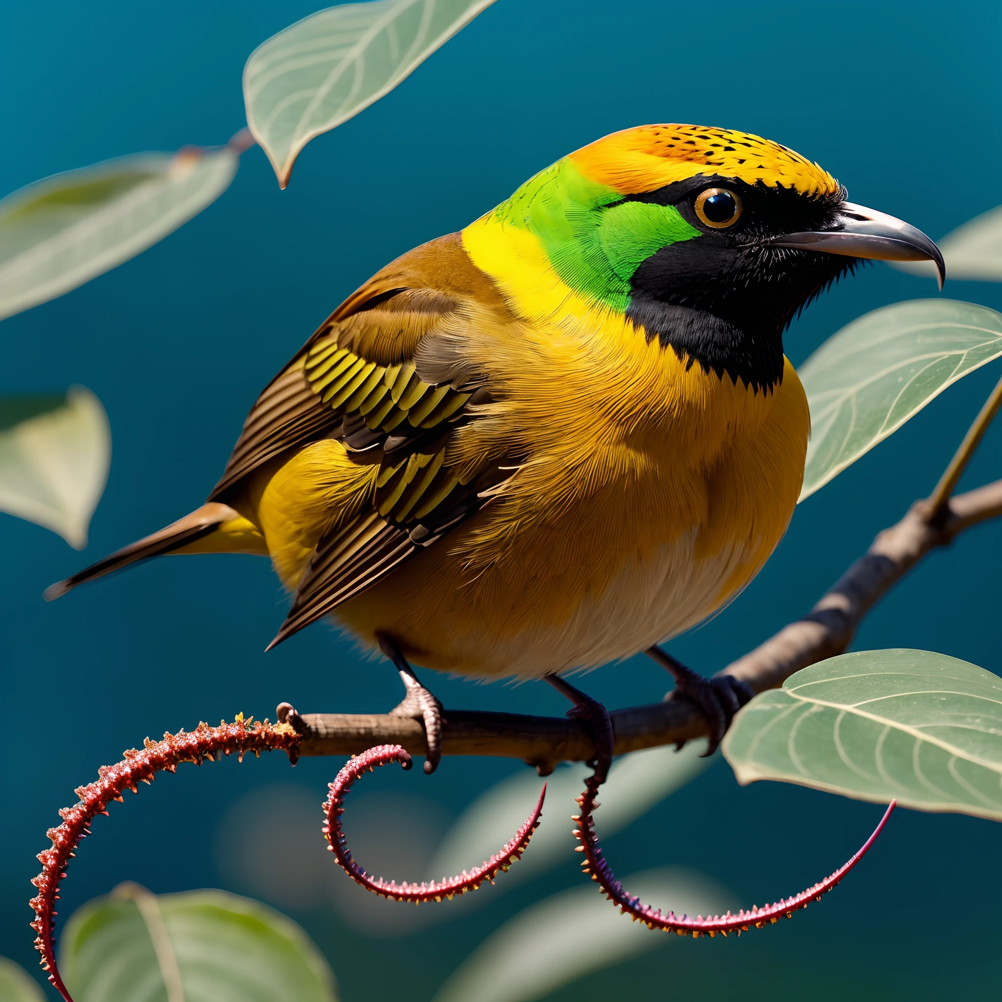 A beautiful bird, Amorphous monster with multiple eyes, tentacles, e uma boca aberta. It exudes a rainbow-colored slime and leaves a trail of destruction in its wake.