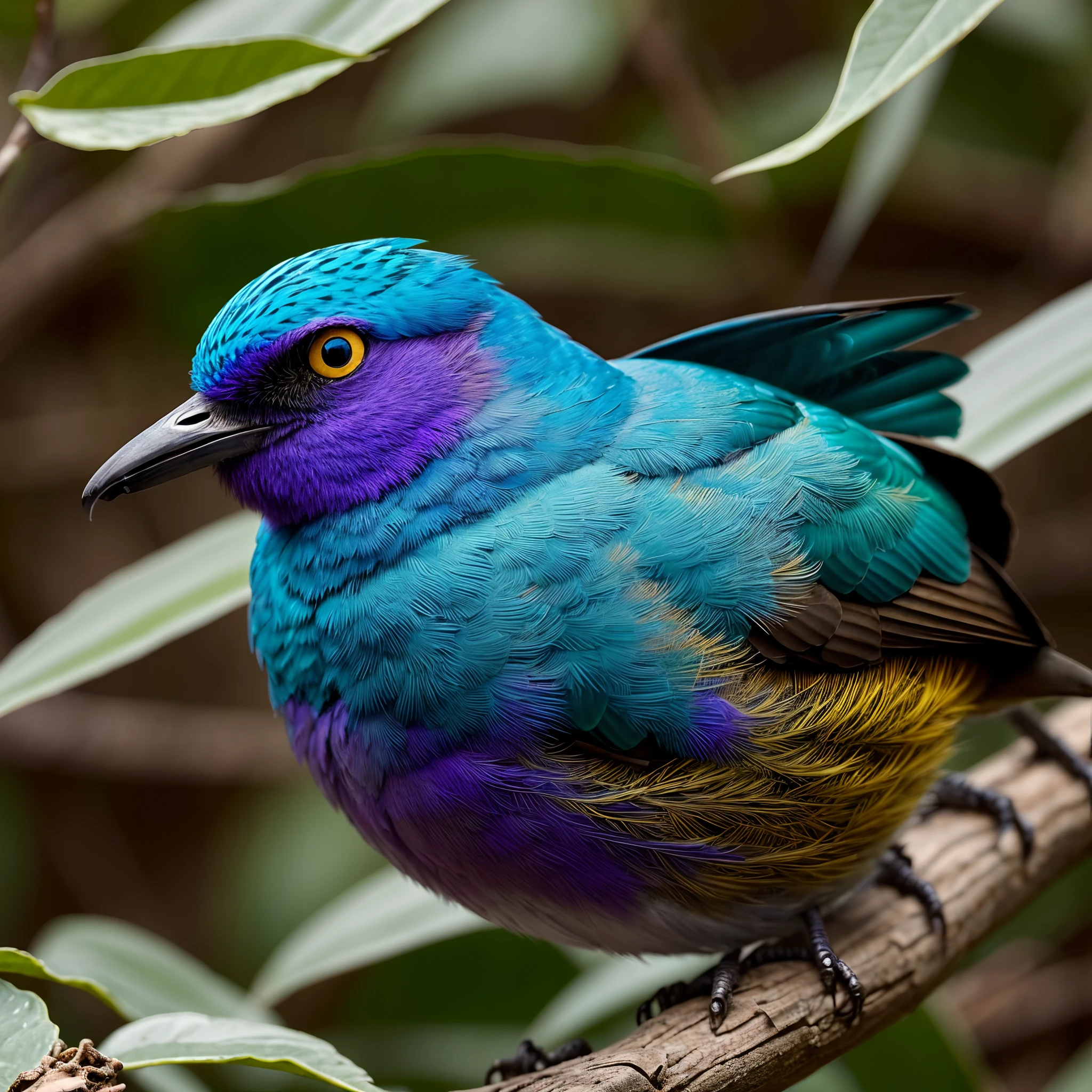 A beautiful bird, Amorphous monster with multiple eyes, tentacles, e uma boca aberta. It exudes a rainbow-colored slime and leaves a trail of destruction in its wake.