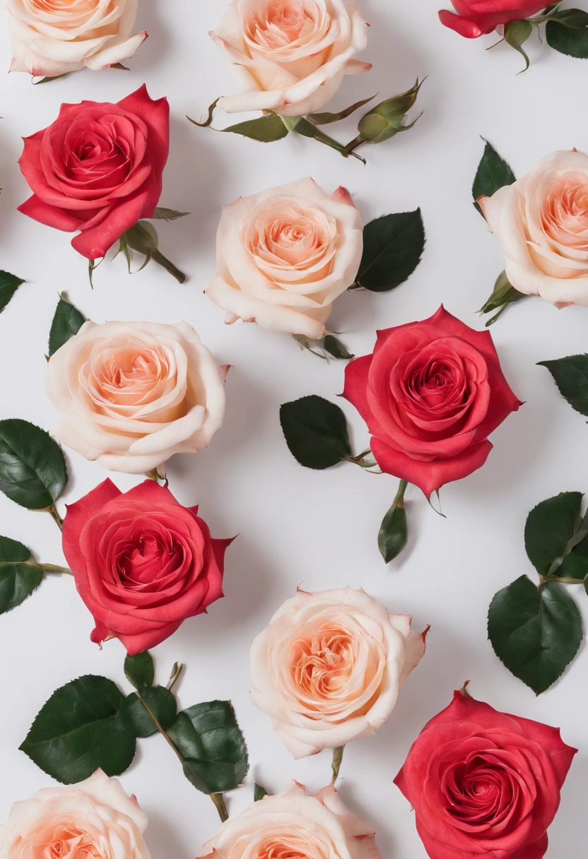 Roses on a white background, detailing
