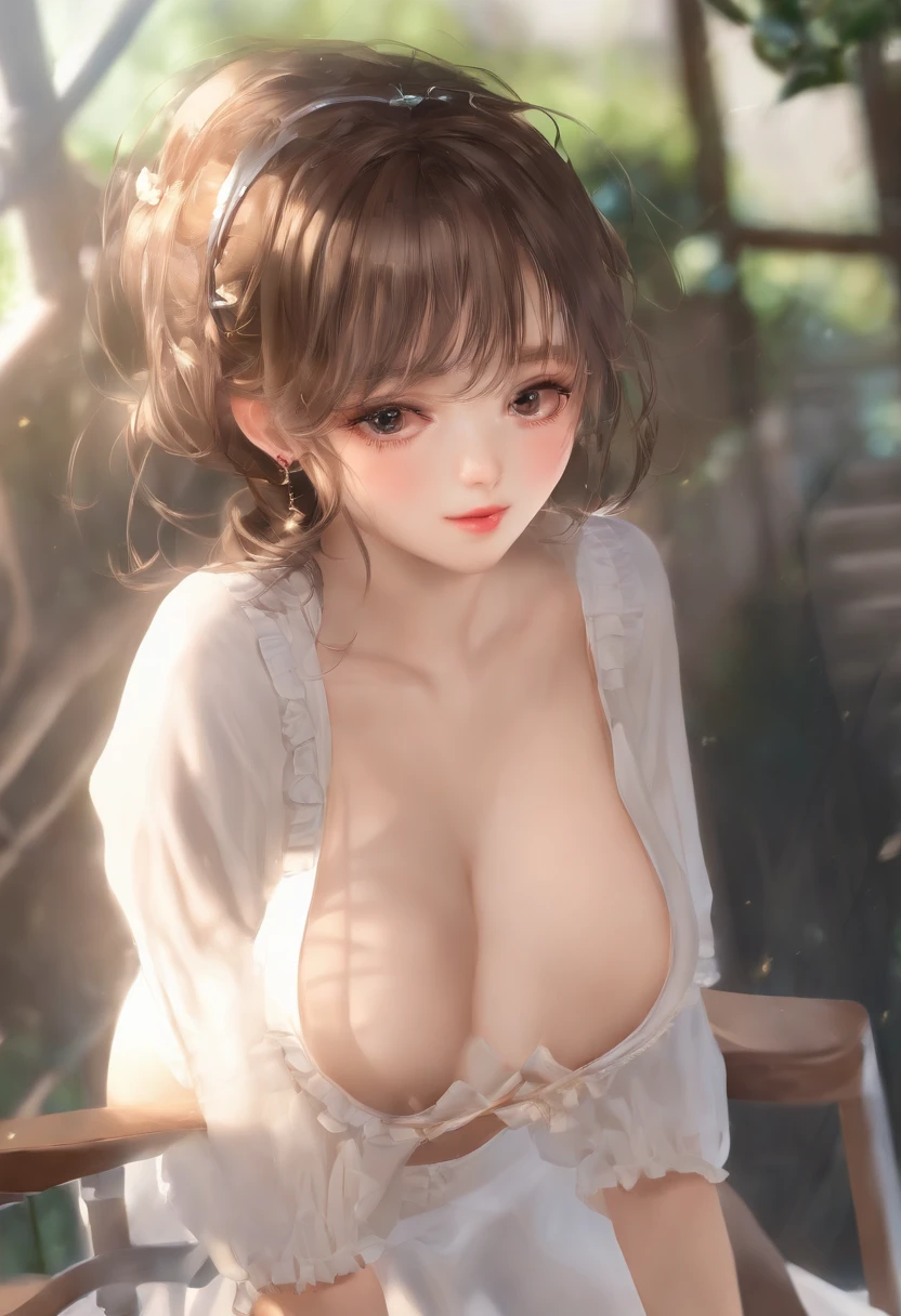 ((medium tits、15 girls、Head))、(()) sunlighting、sunlighting、(perfect body : 1.1)、(young)、(short wavy hair: 1.2)、fullbody shot、(girl wearing school uniform) ：1.4、Pleated Skirt、button up shirt）、（extremely detailed CG 8k wallpaper）、（Extremely Delicate and Beautiful）、（A masterpiece）、（the highest quality：1.0）、（Ultra High Res：1.0）、Beautiful lighting、perfect lightning、Realistic shadows、[Hi-Res]、Detailed skin、Super Detailed、opening legs、Leg raising、Kagami、Large earrings、thights、(beautiful long hair)、、Thin collarbone、Soft navel、Soft abdomen、Soft back、Above the angle from、Sweaty、beautiful breasts、blushful、realistic、realistic faces、Realistic Eyes、small eyes、grin (((colourful))) (((valley)))、(freckle)、(eye liner)、(mascara)、huge breasts