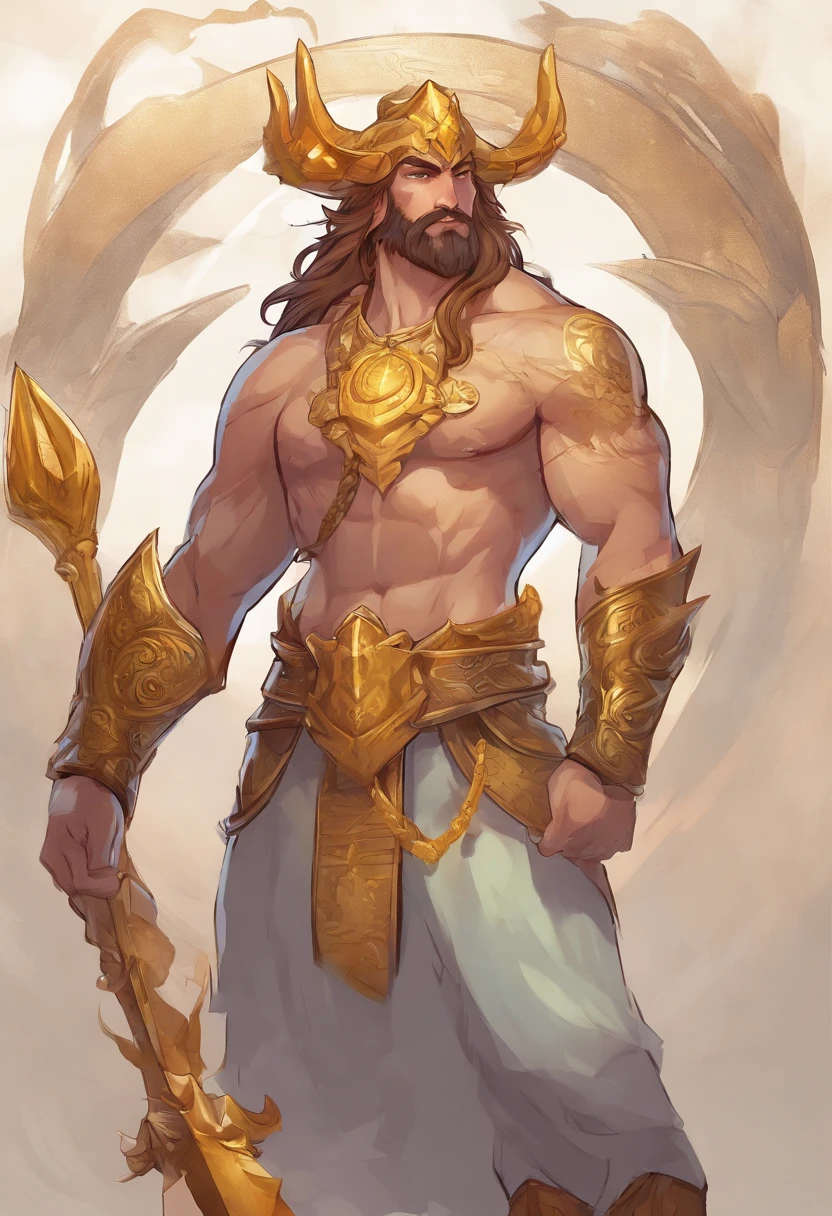 Masterpiece, best quality, high resolution, Close-up photo, man, greek god, Fantasy, League of Legends style, beautiful figure painting, light, amazing composition, front view, HDR, lightตามปริมาตร, Special quality, elegant, Highly detailed,(((Convex crotch))),golden ring,fire ring,