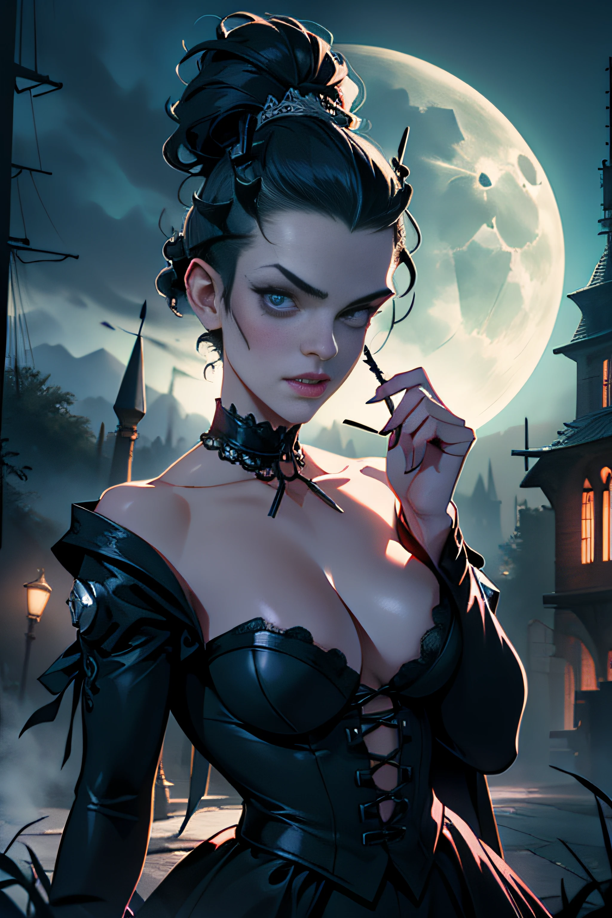 (Masterpiece, Best Quality), 8k Wallpaper, highly detailed, sexy bride of frankenstein, dr frankenstein, castel, night, moonlight, vector style art, erotic, movie poster style, lettering.