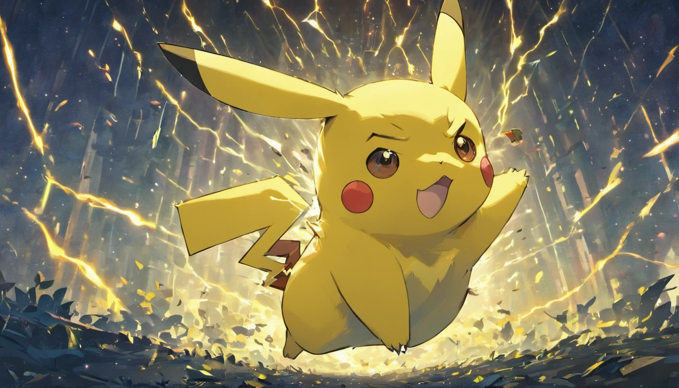 Pokémon Pikachu full of lightning around with other pokemons trying to attack it, Pikachu, Pikachu surpreendido, Pikachu em uma floresta, Arte conceitual de Pikachu, Pikachu cyberpunk, Um Pikachu em uma floresta, pikachu on acid, Pikachu como um humano, Pikachu vida real, Pokémon illustration, Pikachu como Jesus, Megaman como Pikachu, pikachu in space, Pikachu Tarot Card, Mika Pikazo, Pokémon, assustador, Classical Academy, arte a giz, massive scale, animation, profundidade de campo, etiqueta, cores do azure, abstrair, vacuum tube lighting, 8 bits