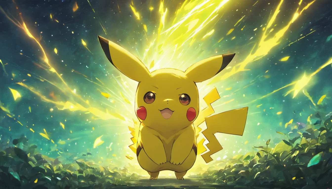 Pokémon Pikachu full of lightning around with other pokemons trying to attack it, Pikachu, Pikachu surpreendido, Pikachu em uma floresta, Arte conceitual de Pikachu, Pikachu cyberpunk, Um Pikachu em uma floresta, pikachu on acid, Pikachu como um humano, Pikachu vida real, Pokémon illustration, Pikachu como Jesus, Megaman como Pikachu, pikachu in space, Pikachu Tarot Card, Mika Pikazo, Pokémon, assustador, Classical Academy, arte a giz, massive scale, animation, profundidade de campo, etiqueta, cores do azure, abstrair, vacuum tube lighting, 8 bits