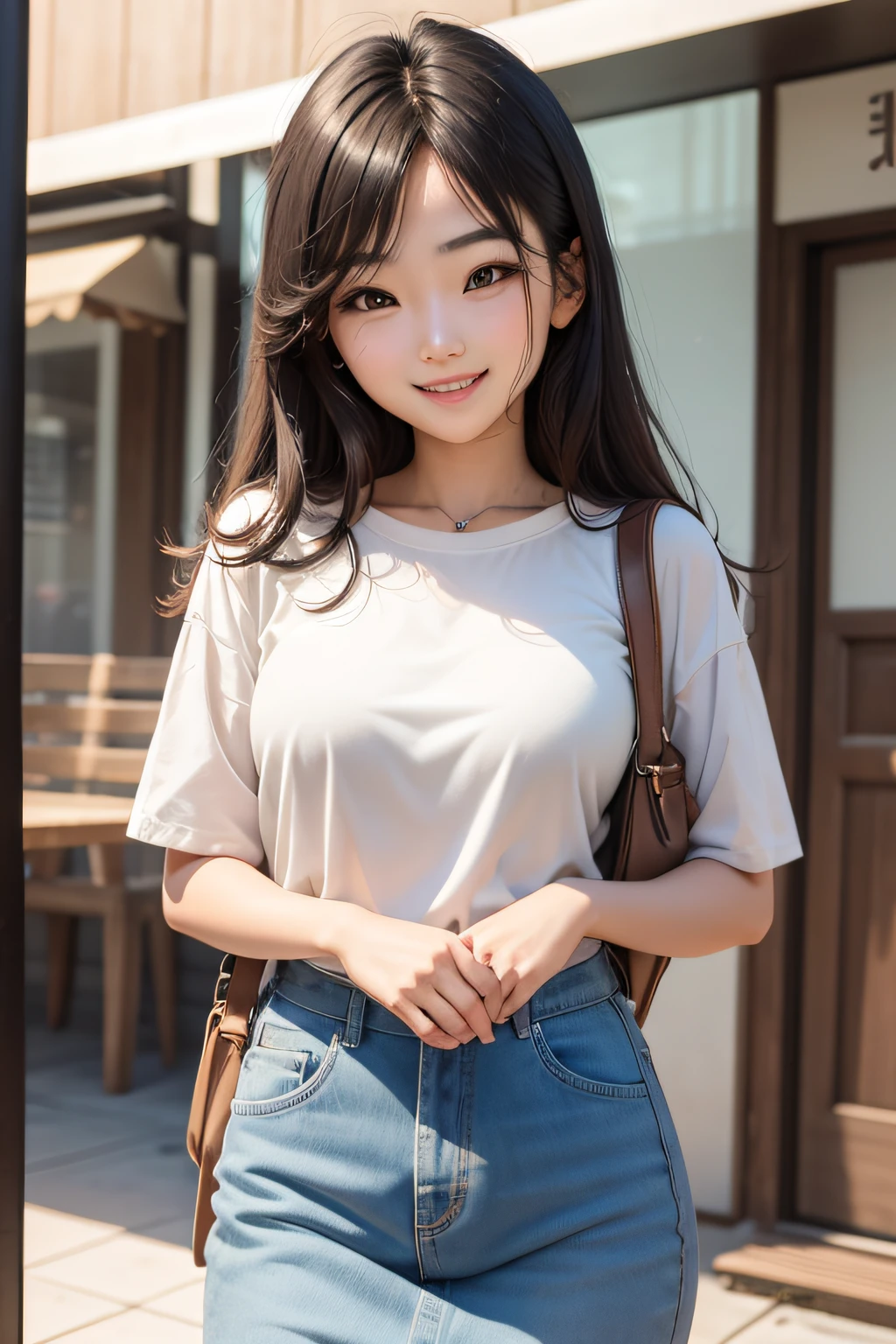 25-year-old Korean brunette girl with pure smile and perfect beauty