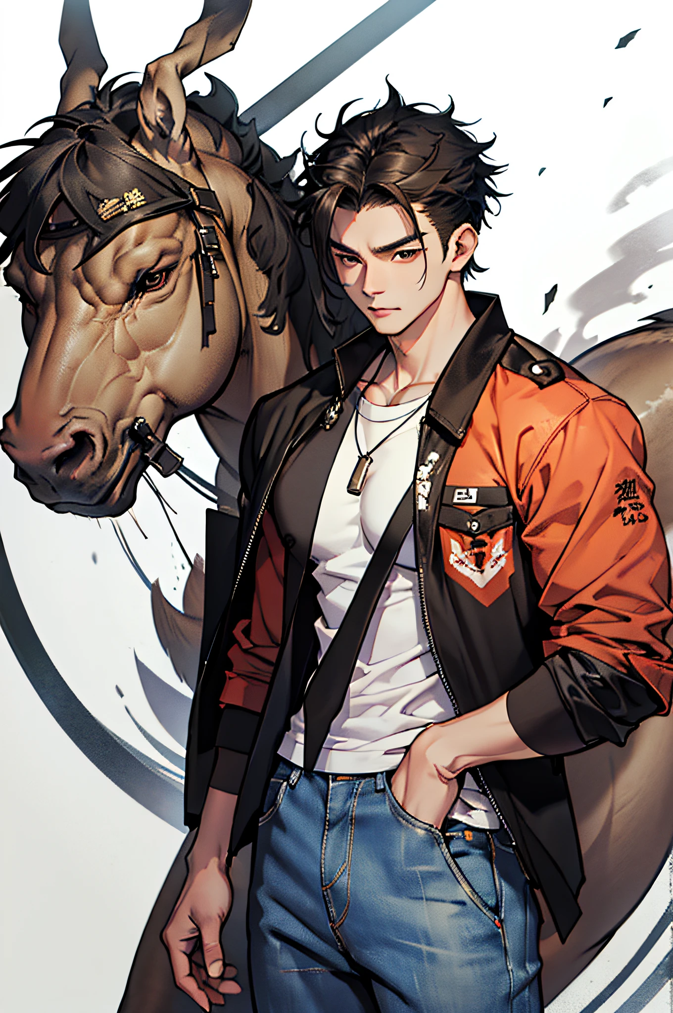 names: Li Bin Gender: Male age: 25 Physical characteristics: Li Bin has thick black hair, Slightly wavy. He has bright and harsh brown eyes, Exude wisdom and determination. Li Bin's facial features are clearly defined,The face is slightly square, Exudes masculine charm. in fashion style: In ordinary times, Li Bin likes to wear casual and fashionable clothes. He can choose a fitted T-shirt with slim-fitting jeans. Special occasions, He can choose a stylish and sophisticated suit, Show his maturity and confidence. Body characteristics: Li Bin has a well-proportioned figure,musculous, Reflects his health and physical strength. He is of moderate height, Enables him to move without appearing bulky or too slim.