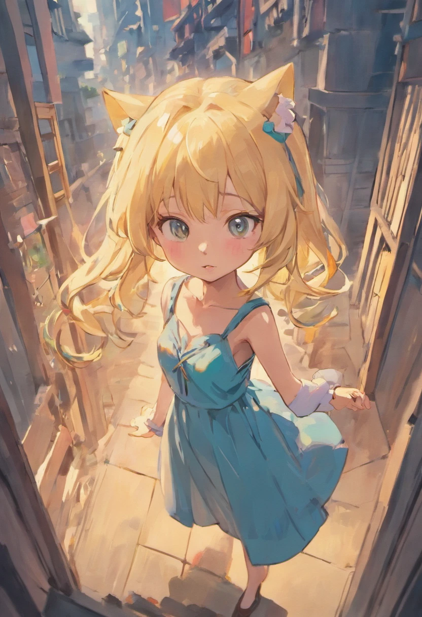 From the point of view of ants、Anime cat-eared girl with long blonde hair and blue dress stands in front of house, in dress, small curvy lolite anime waifu in a nice dress, splash art anime loli, Cunime girl, pretty anime girl, blonde anime girl with long hair, Beautiful anime girl, young anime girl, clean detailed anime art, portrait of cute anime girlbabes、
Meow Meow