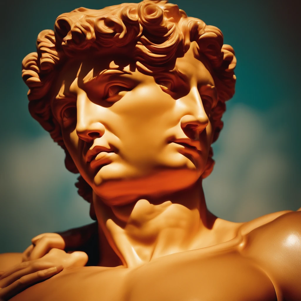 ultra sharp shot on Hasselblad medium format of michelangelo's David, by Stan Brakhage, mert and marcus and jimmy marble, glitchwave