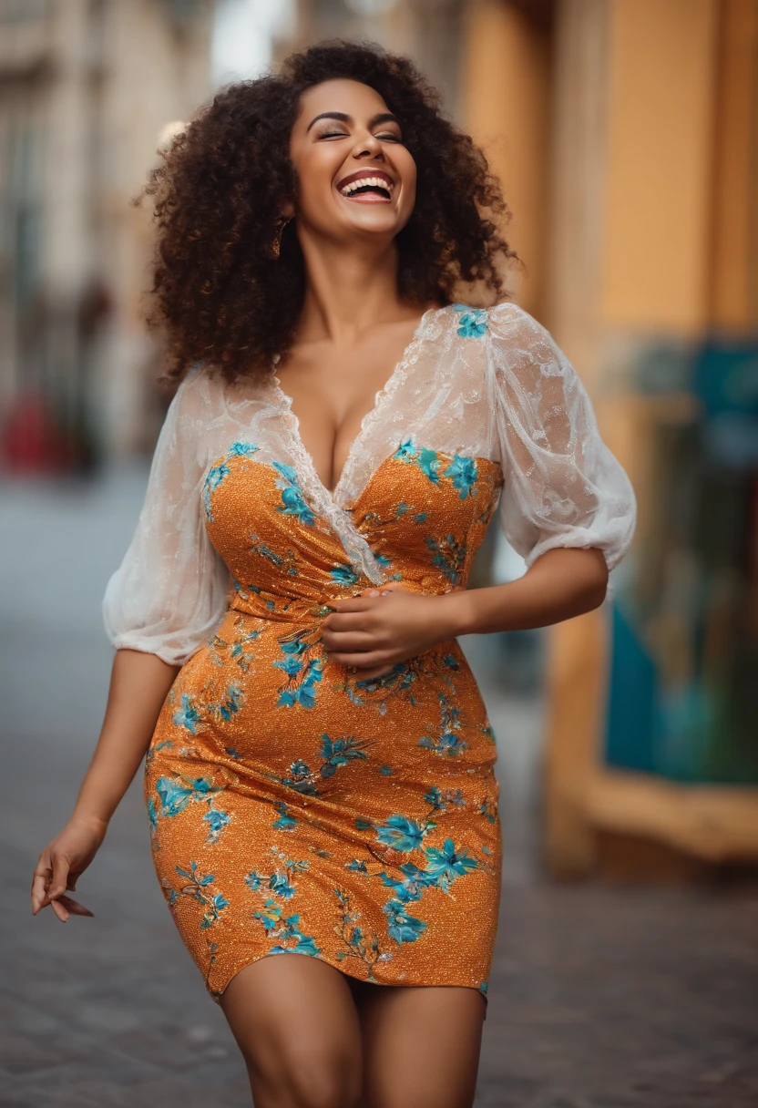 Cheerful Laughing Reference Pose, big boobs