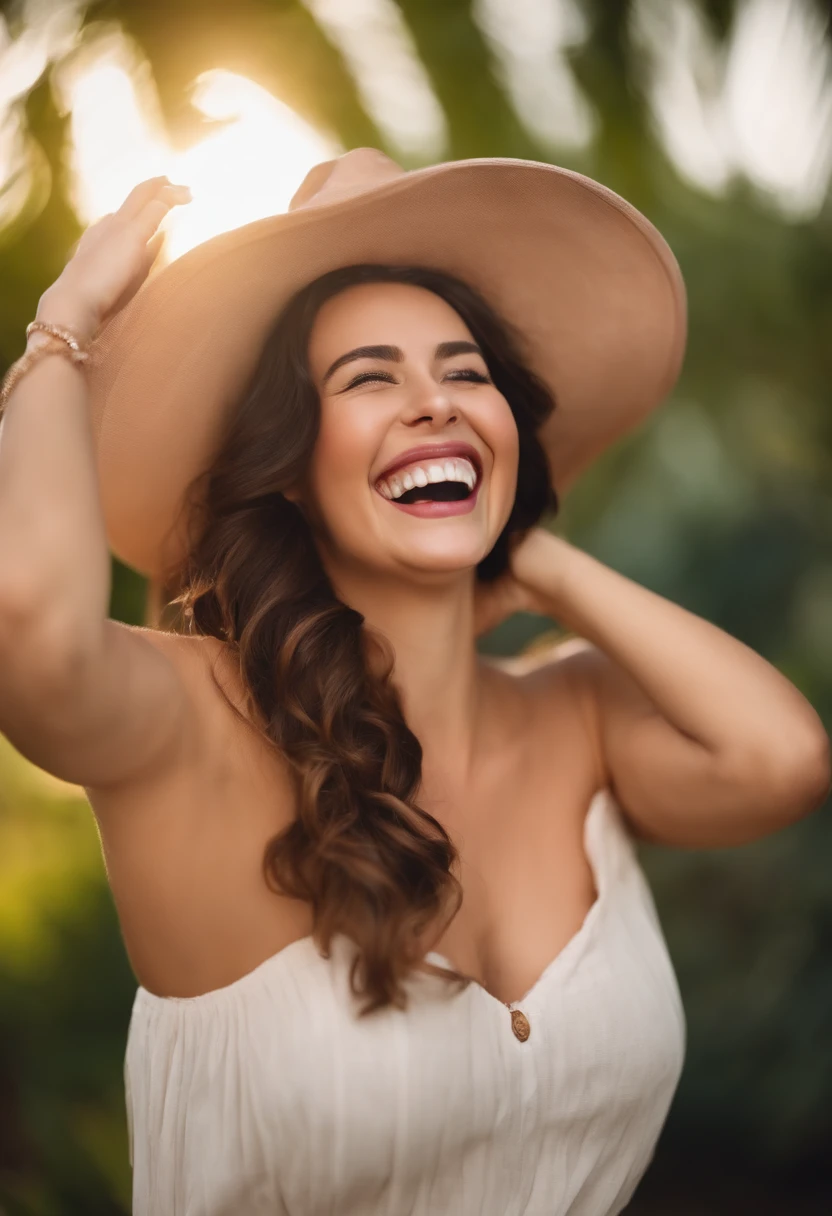 Cheerful Laughing Reference Pose, big boobs