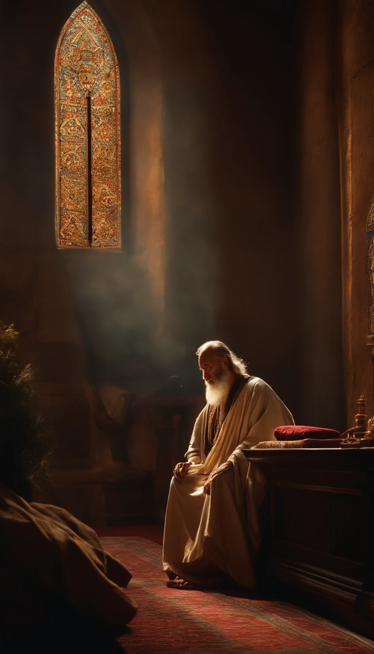 The apostle Paul looked at the screen, Long clothes, religion, Ultra photo realsisim