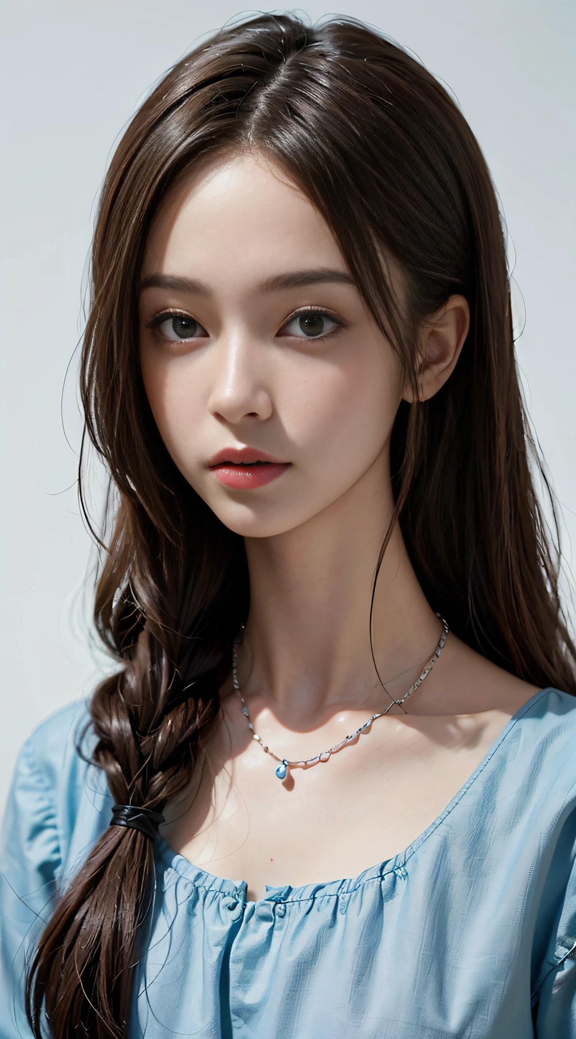 ((masterpiece:1.4)、(top-quality:1.4)、(reallistic:1.7))、masuter piece:1.4、Kawaii Girl、Portrait photos、Close-up photos、Upper body photography、beautiful countenance、defiance、dark backgrounds、Narrow waist、poneyTail、Raw photo、red-lips、a choker:1.4、a necklace:1.4、耳Nipple Ring:1.4、1 screen display、