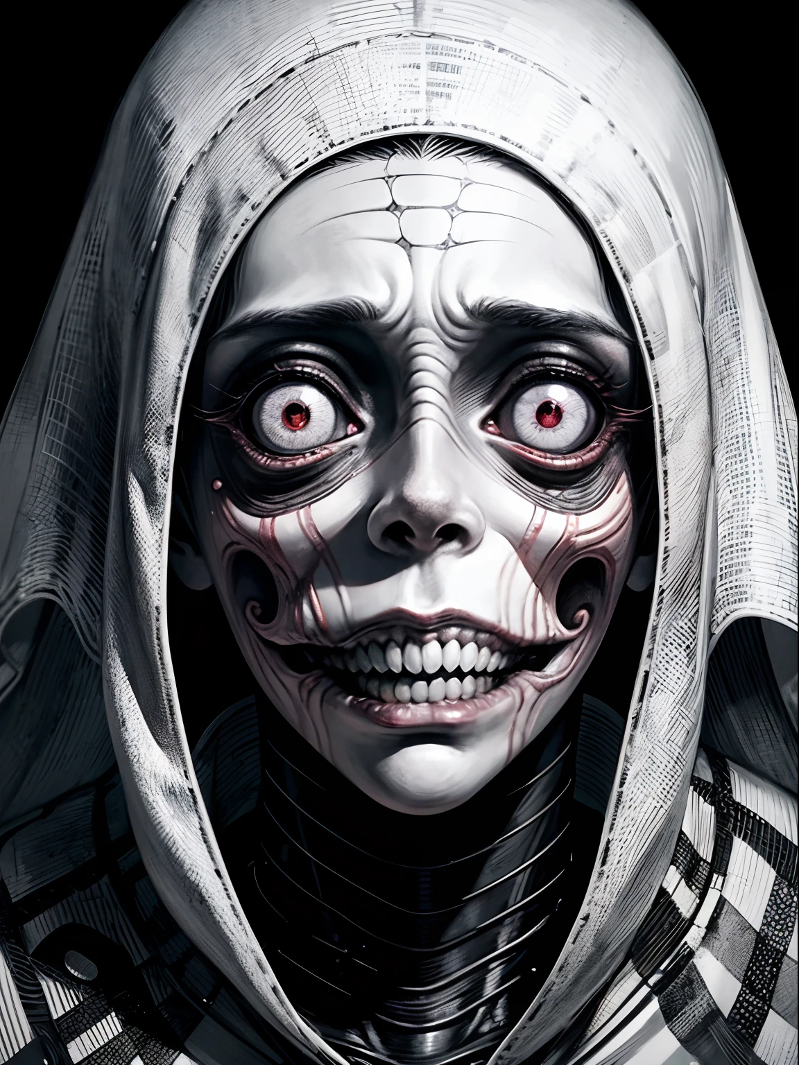 "(The best lighting, oscuro, dramatic),(feto calavera alien, Hellraiser, Cicatrices, , sexy, cerebro, sangre, una rata dentro de la cabeza, terror.),(ojos rojos, calaveras). morning light.