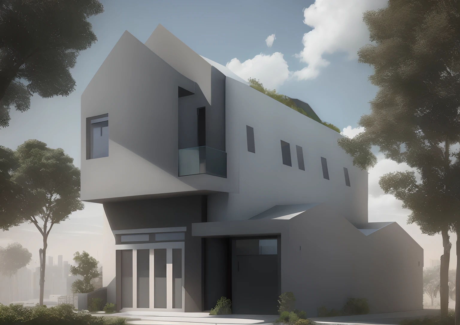Modern architecture, more realistic materials, Realistic graphics, adjacent townhouse background