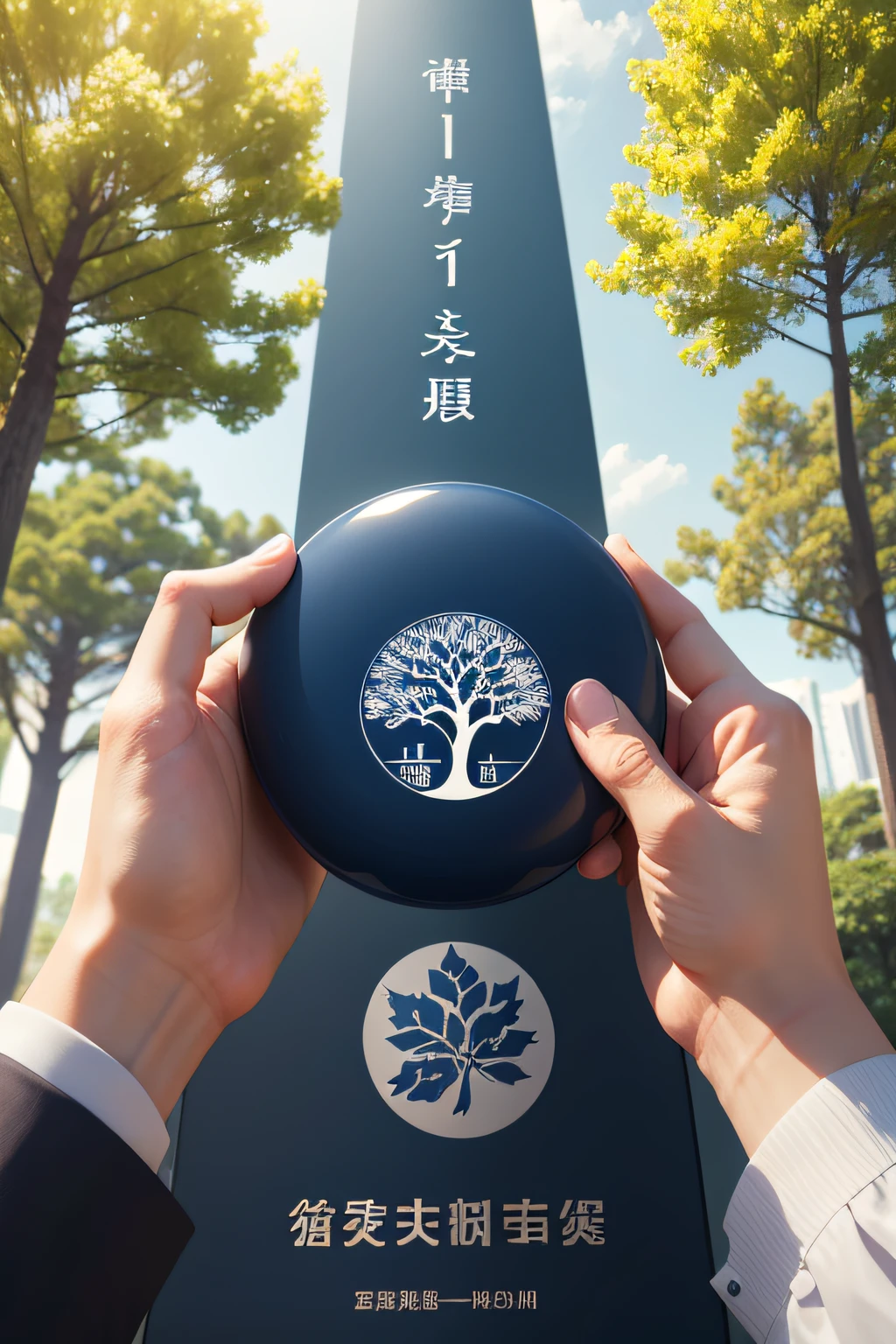 I want a class emblem that represents our class。The theme is unity and growth，It symbolizes the team spirit of our class and the goal of mutual progress。

The class emblem should be round，The diameter is about 10 cm。The main color is dark blue，Symbolizes stability and professionalism。There should be a pattern in the center of the class emblem，It can be a tree or a symbol of growth and hope。This pattern should have a simple and modern style。

Around the tree，I want text with class names。The name of the class is 'Blue Sky Class'，Use white fonts，The font style should be legible。

Make sure that both the tree pattern and the class name are centered on the class emblem，And clearly visible。if possible，Add a small flag at the bottom of the tree，It says '2023'，to indicate our graduation year。