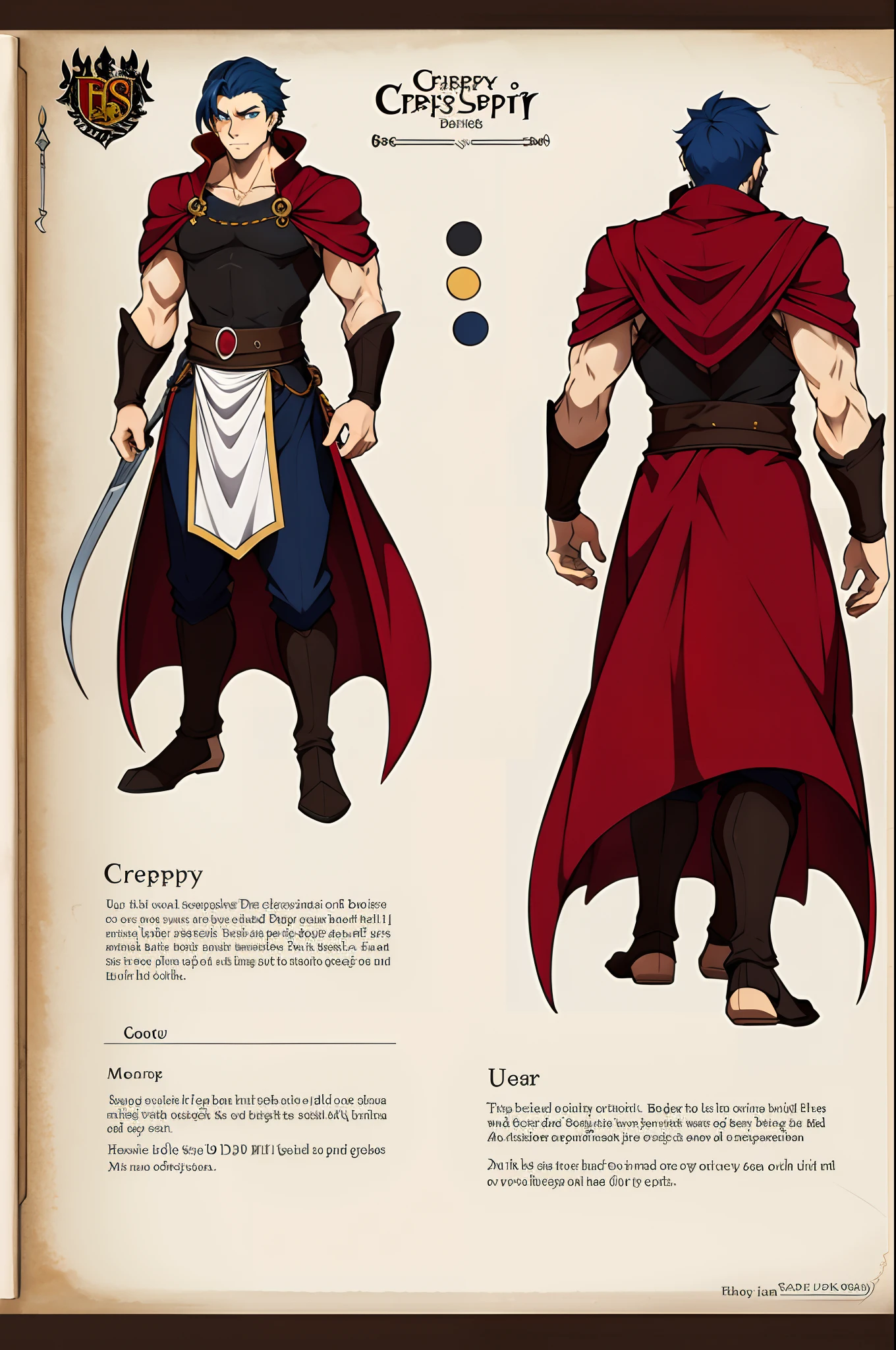 original character dnd creppy , character concept, walking, , , male, , anime style, ultra detaild,, medieval cloths