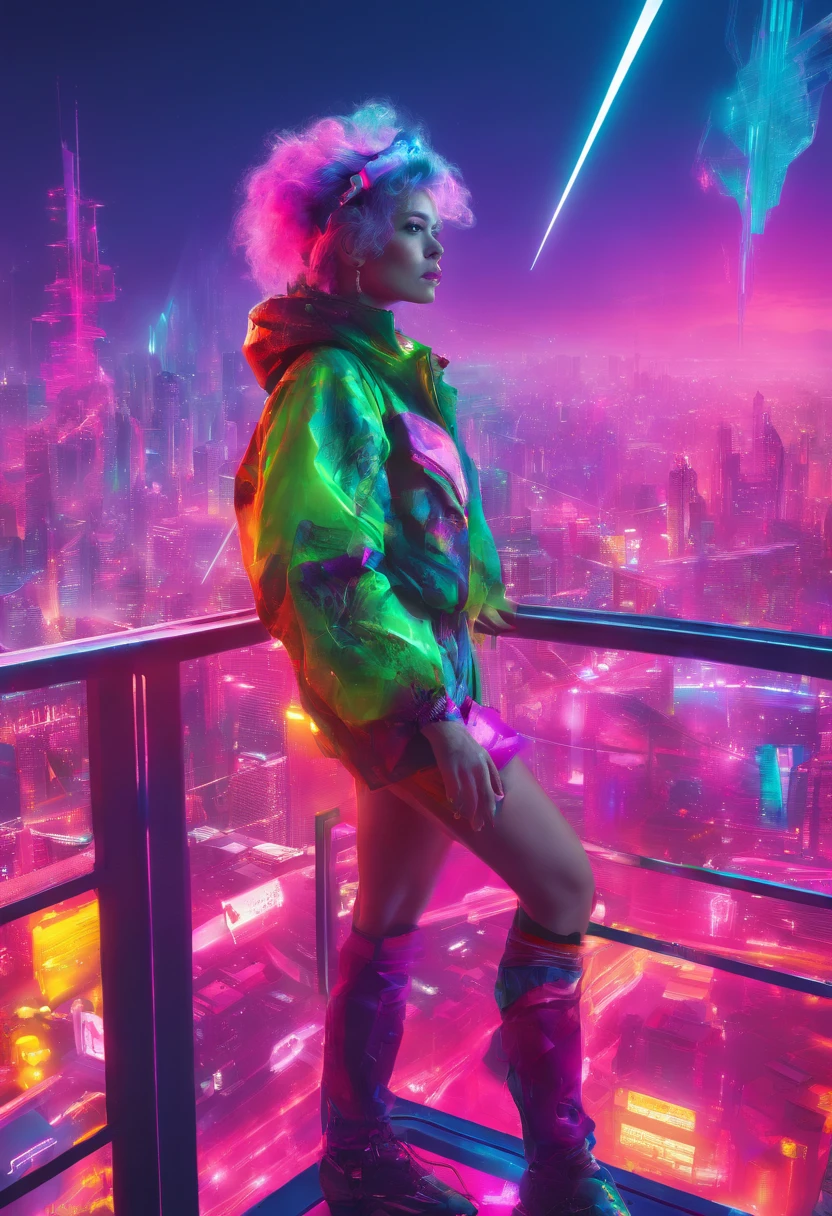 abstract colors, texture, film grain, skin pores:0.1 intricate dramatic portrait of a beautiful windblown scifi scientist standing on a balcony overlooking a futuristic (solarpunk)1.2 city, foggy morning, cinematic movie still frame, blade runner 2049, punk hair style, altered carbon, (analog style)1.3 (film grain)1.3, stephan martiniere Wadim Kashin Simon Stalenhag michal karcz ismail inceoglu