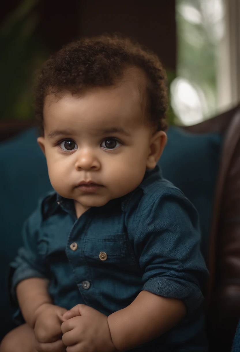 -mold babth Brazilian white father, pele morena, with a bigger head, olhos pequenos castanho escuro