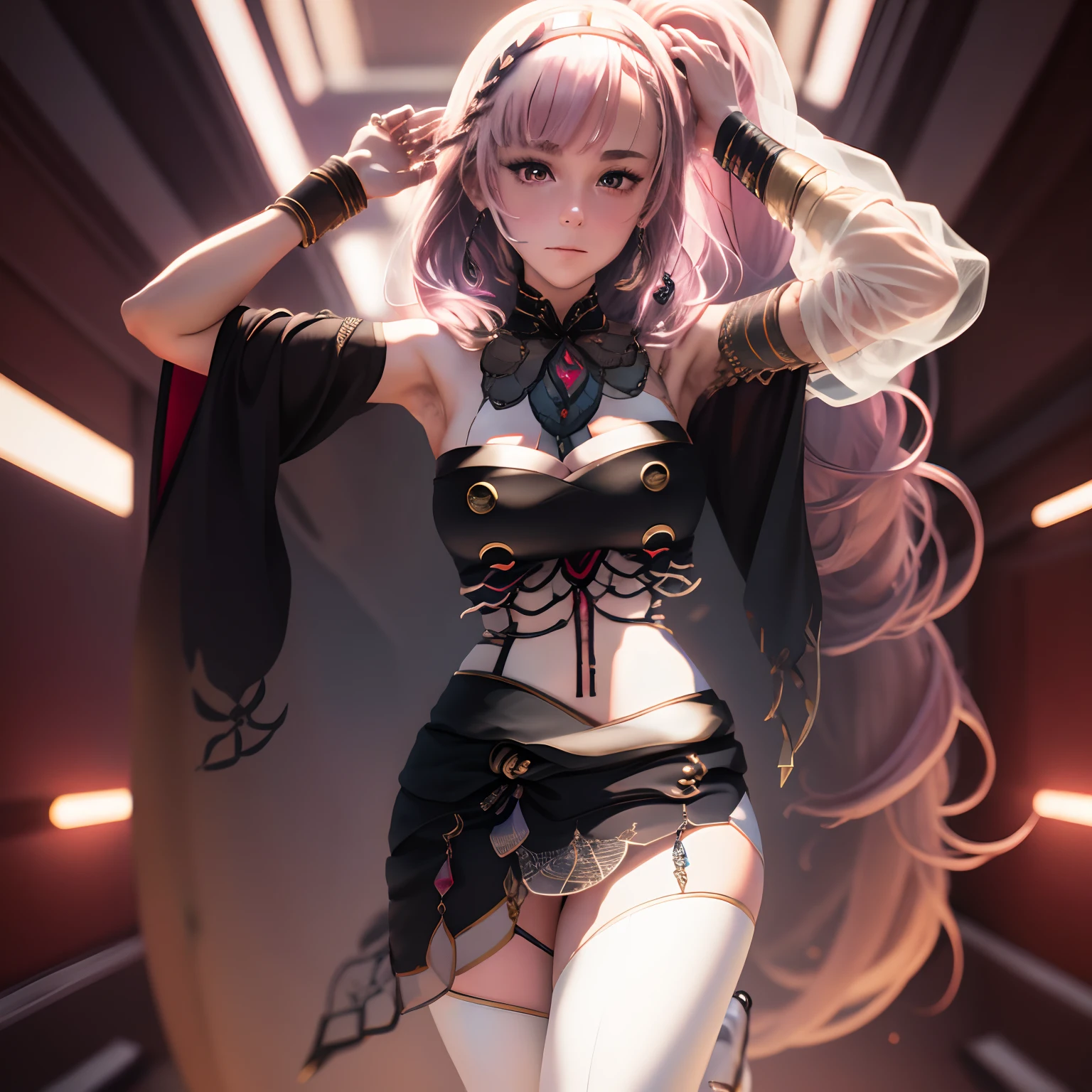 {best quality}, {{masterpiece}}, {highres}, extremely detailed girl, solo, sharp focus, {{{{{{{{white background}}}}}}}}, {{{character{{{1 girl}}}}}}, solo, standing, light smile, closed mouth, beautiful detailed eyes, {{{{{sharp focus}}}}}, {{{{{masterpiece character design reference sheet}}}}},ahoge, amco, blunt bangs, blush, bridal_gauntlets, capelet, closed_mouth, detached sleeves, earrings, black capelet, {{{white hair}}}, hair ornament, highres, jewelry, looking at viewer, very long hair, simple background, solo, {{{{{full body}}}}}, red eyes, white background, crystal eyes, {{{gold trim}}}, yuri, nsfw, 2girl, young girl, high detailed, focus eye, eye detailed