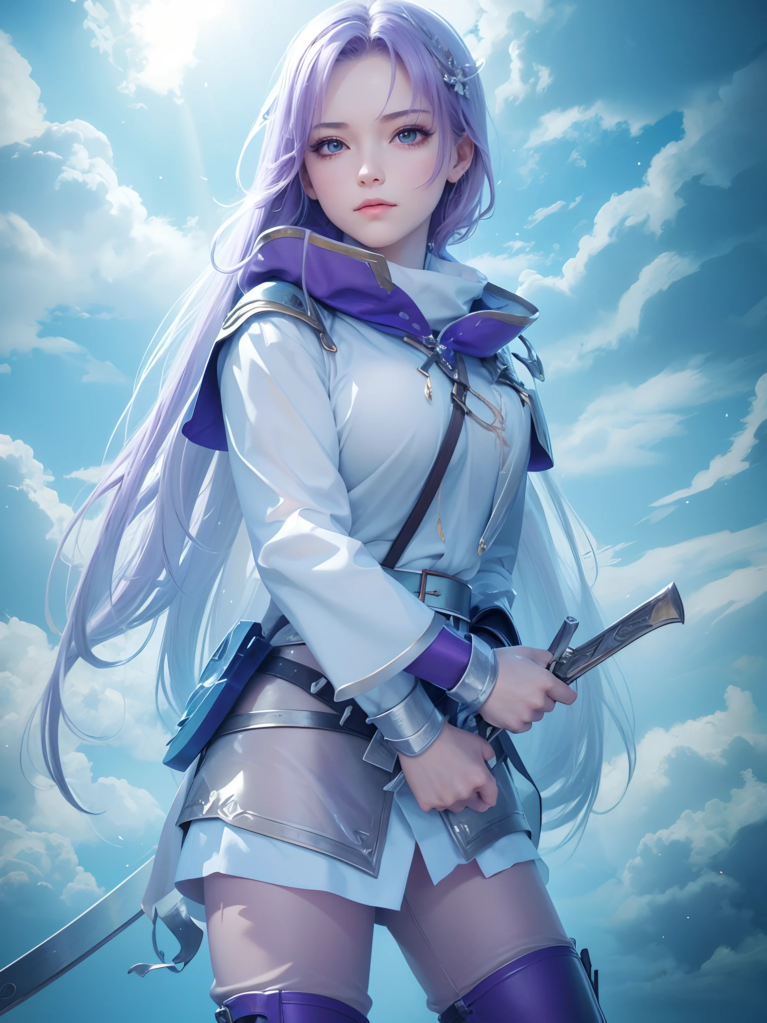 ((Masterpiece, Highest quality)), Detailed face, CharacterDesignSheet， full bodyesbian, Full of details, Multiple poses and expressions, Highly detailed, Depth, Many parts，Beautiful paladin girl，Holding a shield，Extremely beautiful，High Balance, Natural light, Lace，lacepantyhose，starrysky，Purple hair big breasts,hentail realism, shadowing,character sheets, reference sheet, Standing painting, 8K, Super detail, 1080p, Women's HD，Slim，femele, 16k, A high resolution, Best quality, High quality, Anatomically correct, Masterpiece, ccurate, hyper HD，As graceful as a swan，unreal-engine， Ghibli-like colors,   anime big breast,  Standing painting, angle of view,Yarn skirt，ssee-through